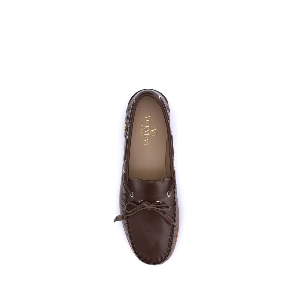 Valentino Garavani Brown Calf Leather Bos Taurus Slip-On Loafers | Regal Royce