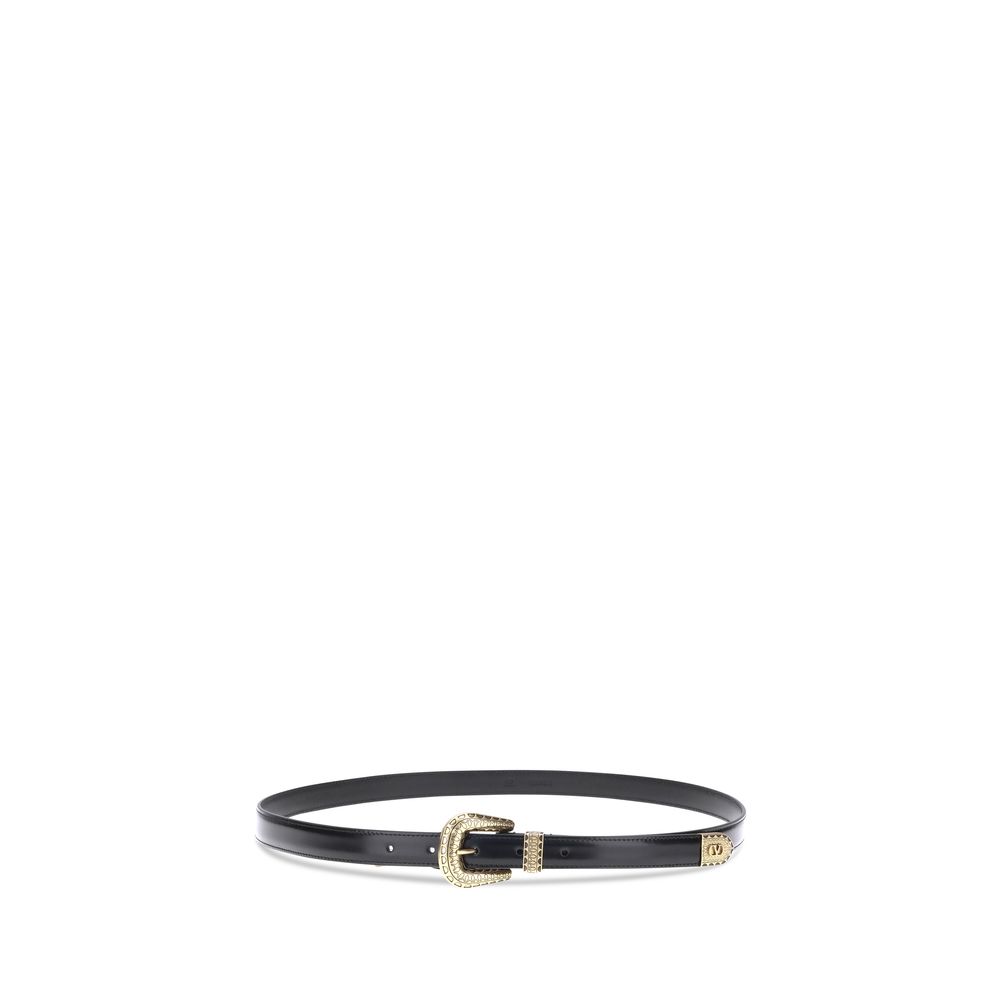 Valentino Garavani Black Calf Leather Bos Taurus Regular Belt | Regal Royce