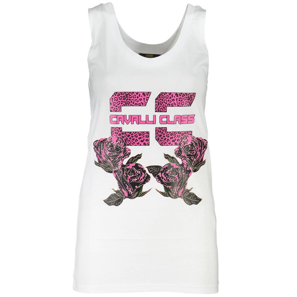 Cavalli Class Bianco Cotton Women T-Shirt | Regal Royce
