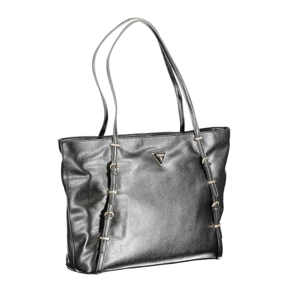 Guess Jeans Black Polyurethane Women Handbag | Regal Royce