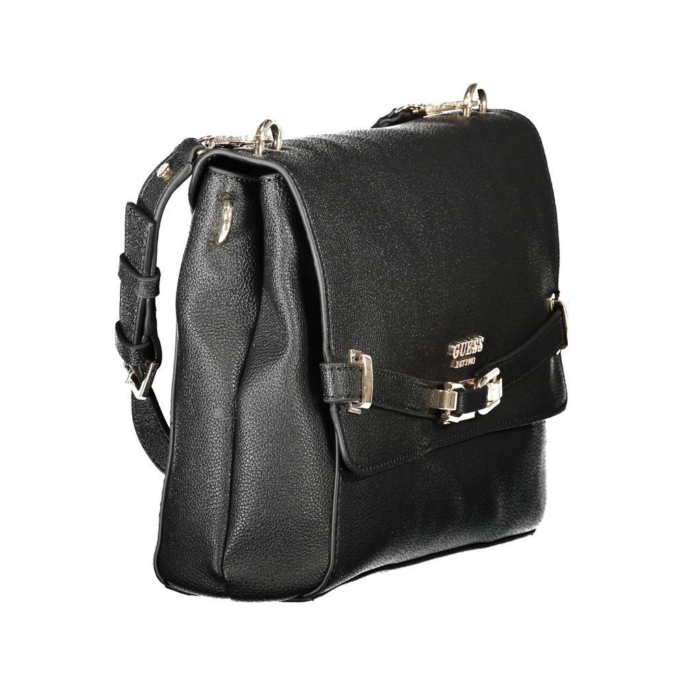Guess Jeans Black Polyurethane Women's Handbag | Regal Royce