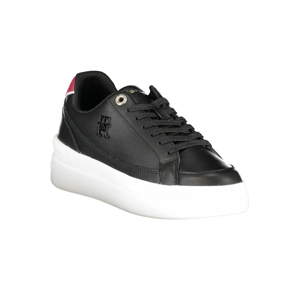 Tommy Hilfiger Black Leather Women Sneaker | Regal Royce