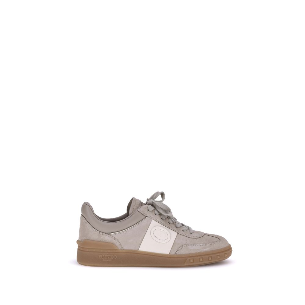 Valentino Garavani Beige Calf Leather Bos Taurus Low Top Sneakers | Regal Royce