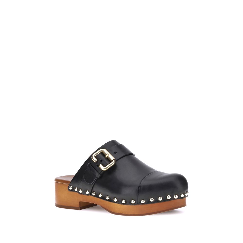 Chloé Black Calf Leather Bos Taurus Clogs | Regal Royce
