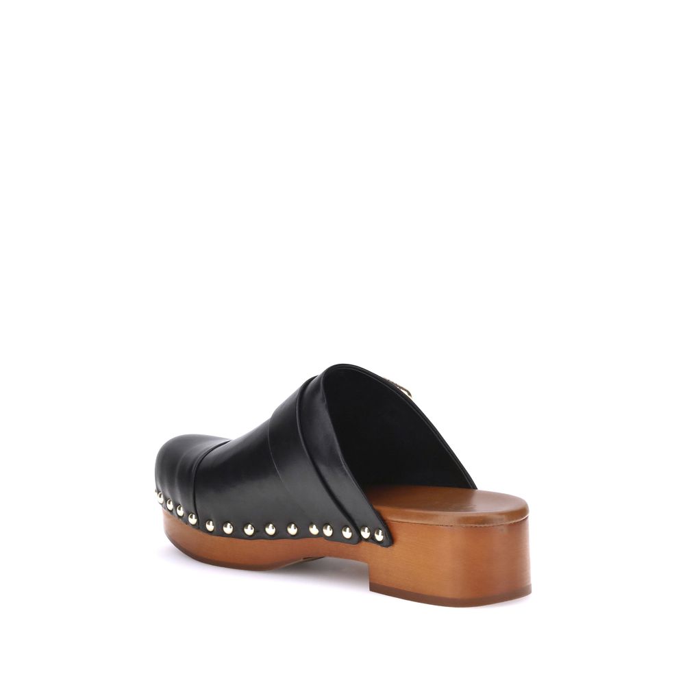 Chloé Black Calf Leather Bos Taurus Clogs | Regal Royce