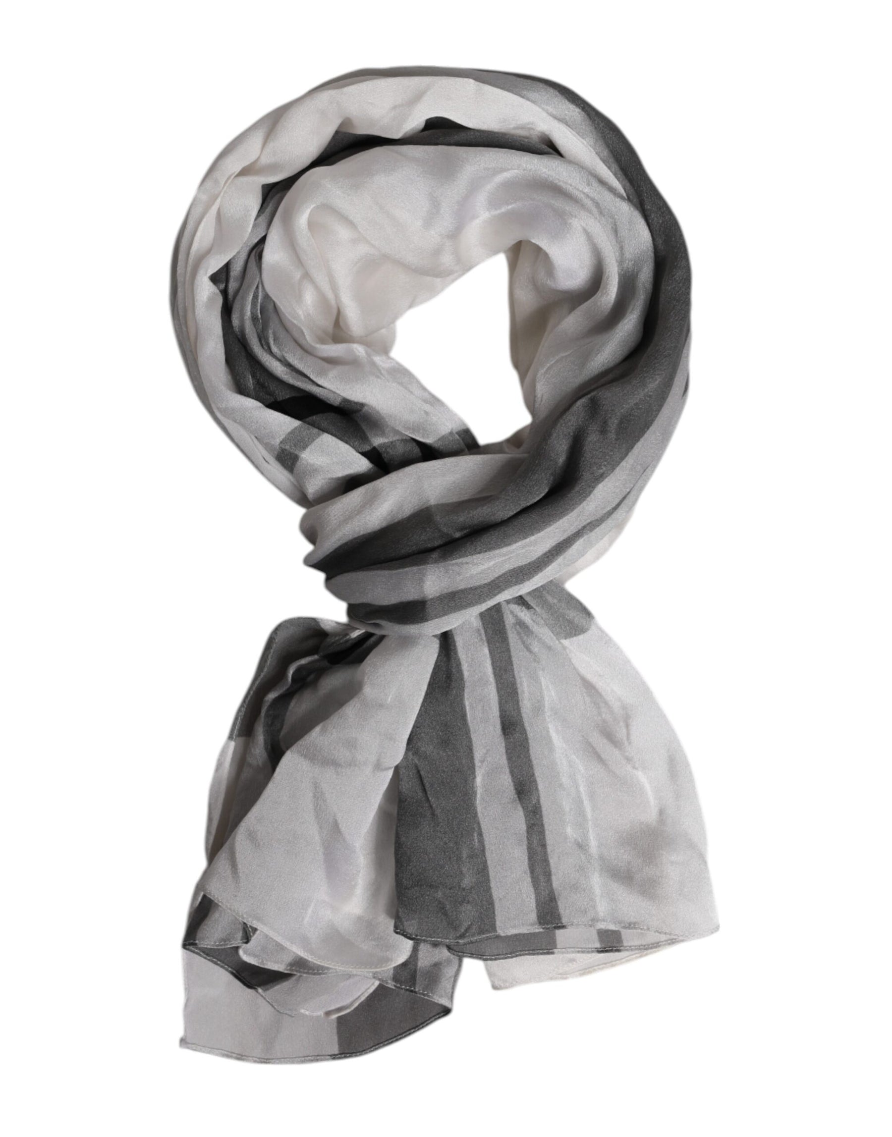 Dolce & Gabbana White Black Silk Warmer Wrap Foulard Scarf | Regal Royce