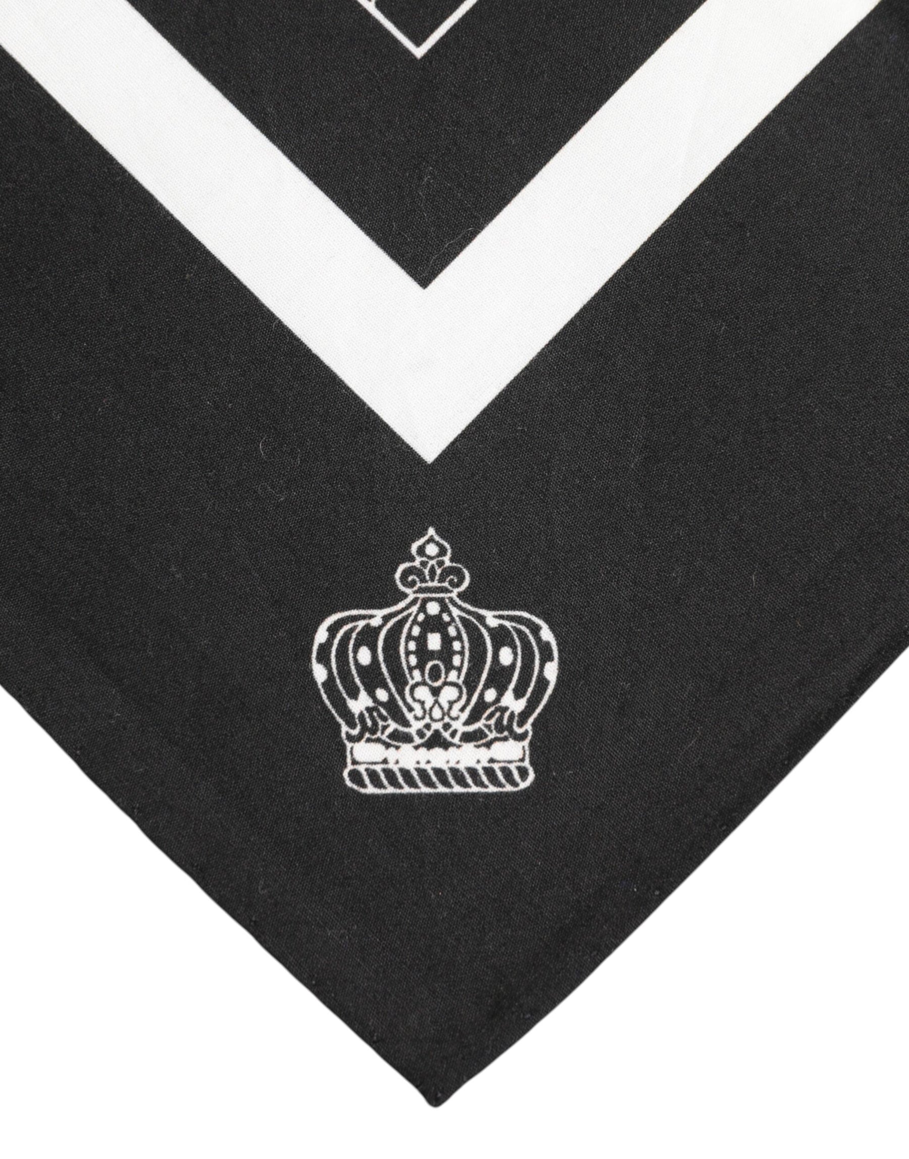 Dolce & Gabbana Black White Printed Square Men Foulard Scarf | Regal Royce
