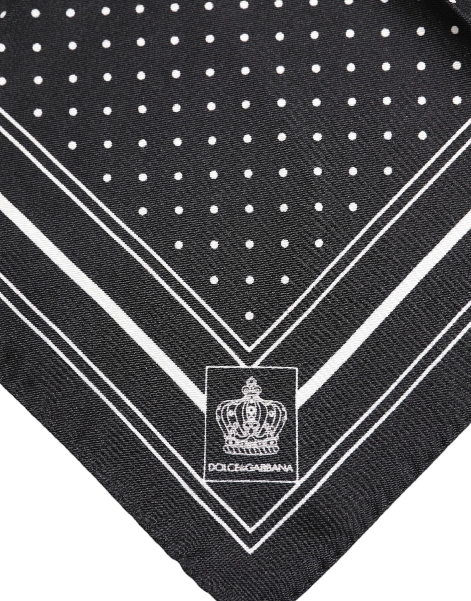 Dolce & Gabbana Black White Polka Dot Men Foulard Scarf | Regal Royce
