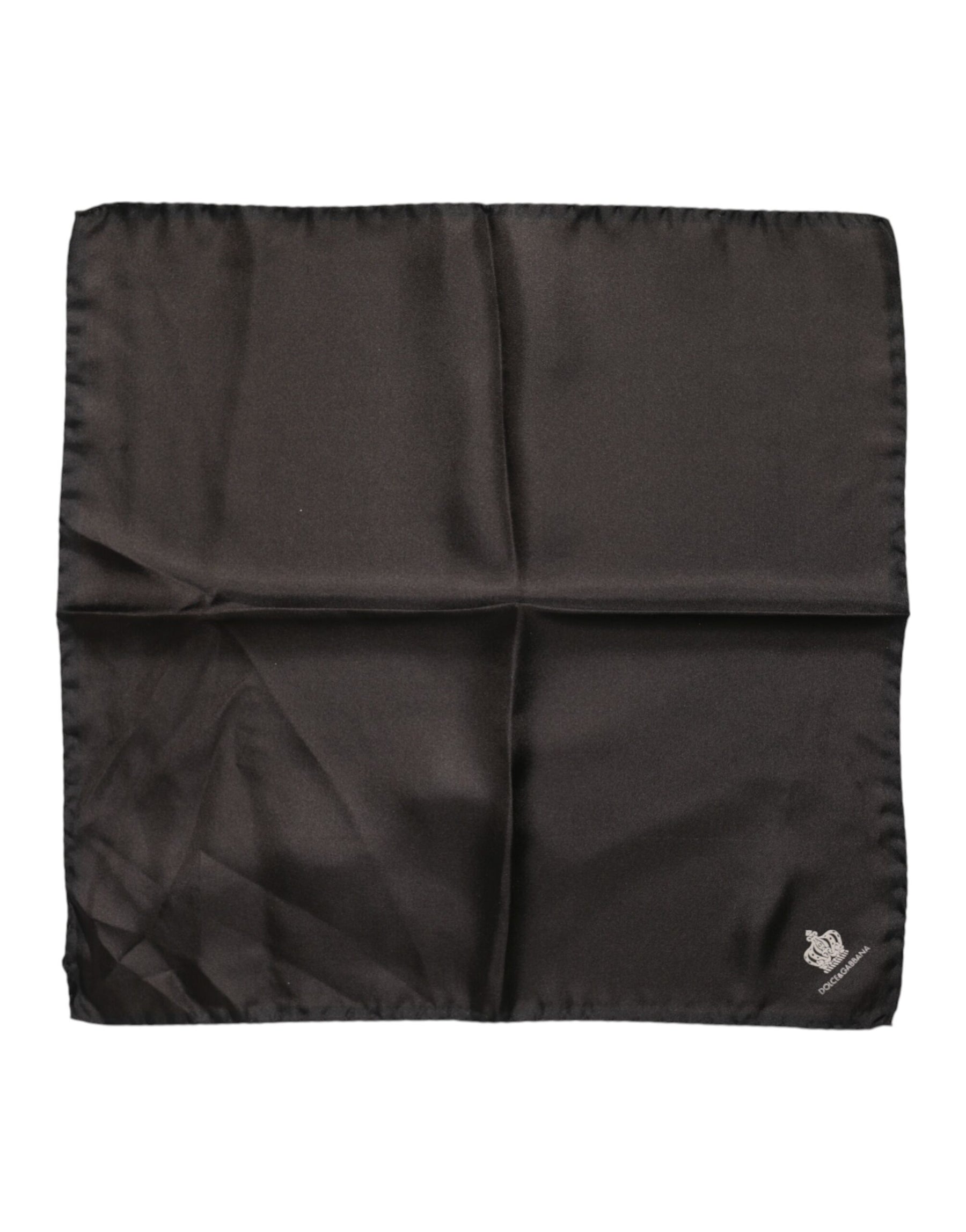Dolce & Gabbana Brown DG Crown Silk Square Men Foulard Scarf | Regal Royce
