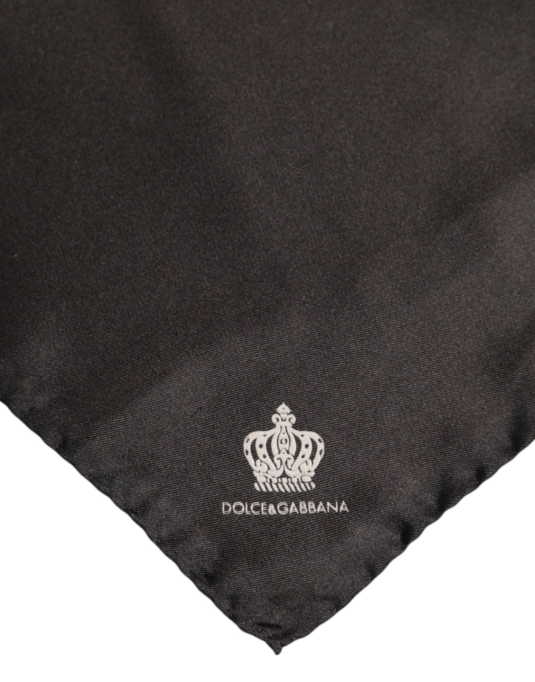 Dolce & Gabbana Brown DG Crown Silk Square Men Foulard Scarf | Regal Royce