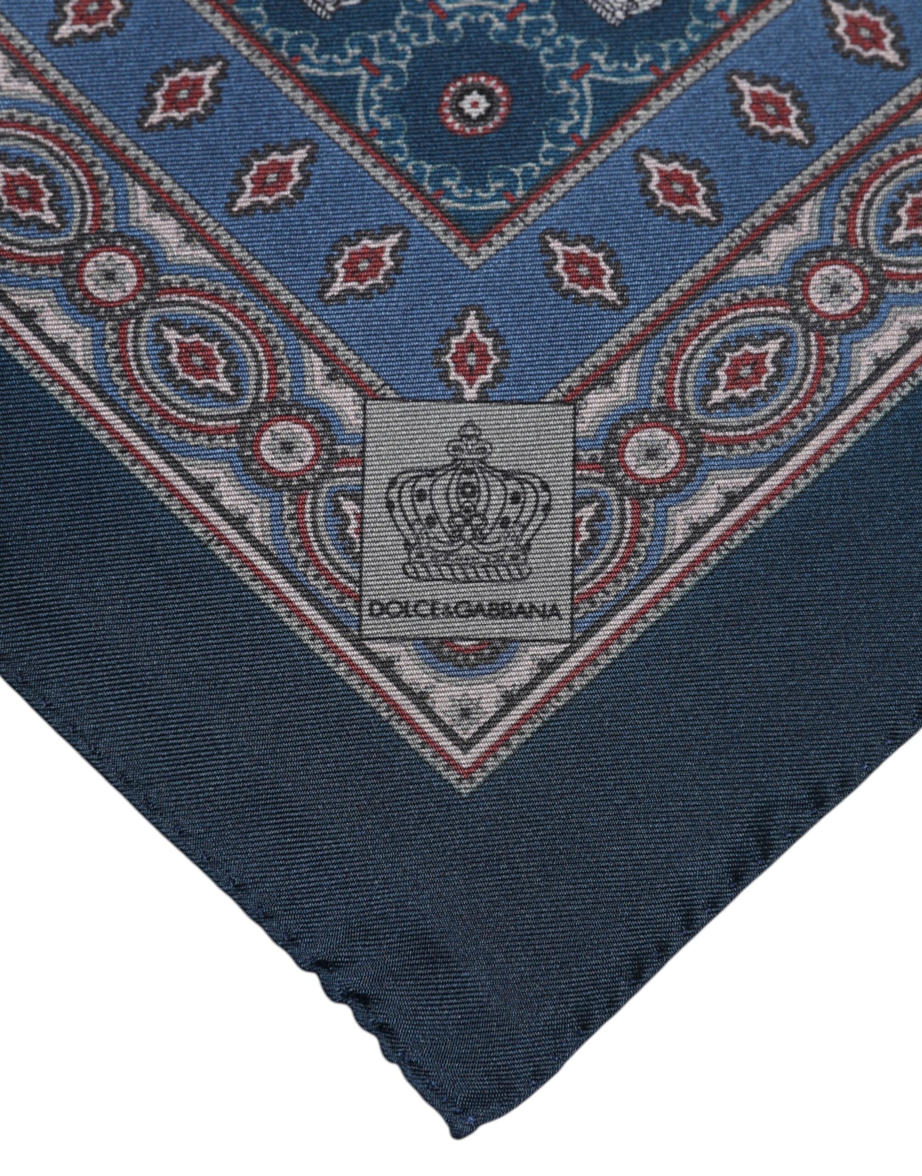 Dolce & Gabbana Blue Printed Silk Square Men Foulard Scarf | Regal Royce
