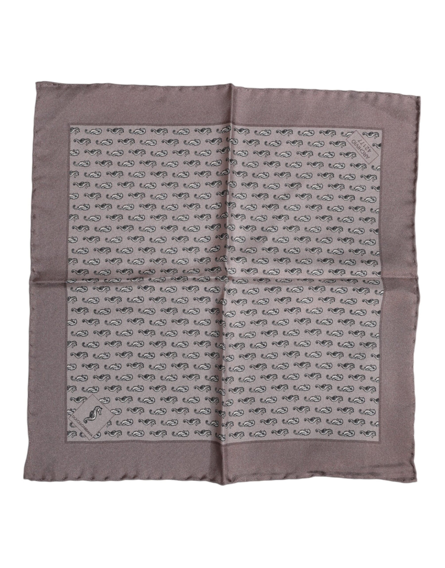 Dolce & Gabbana Brown Sea Horse Silk Square Foulard Scarf | Regal Royce