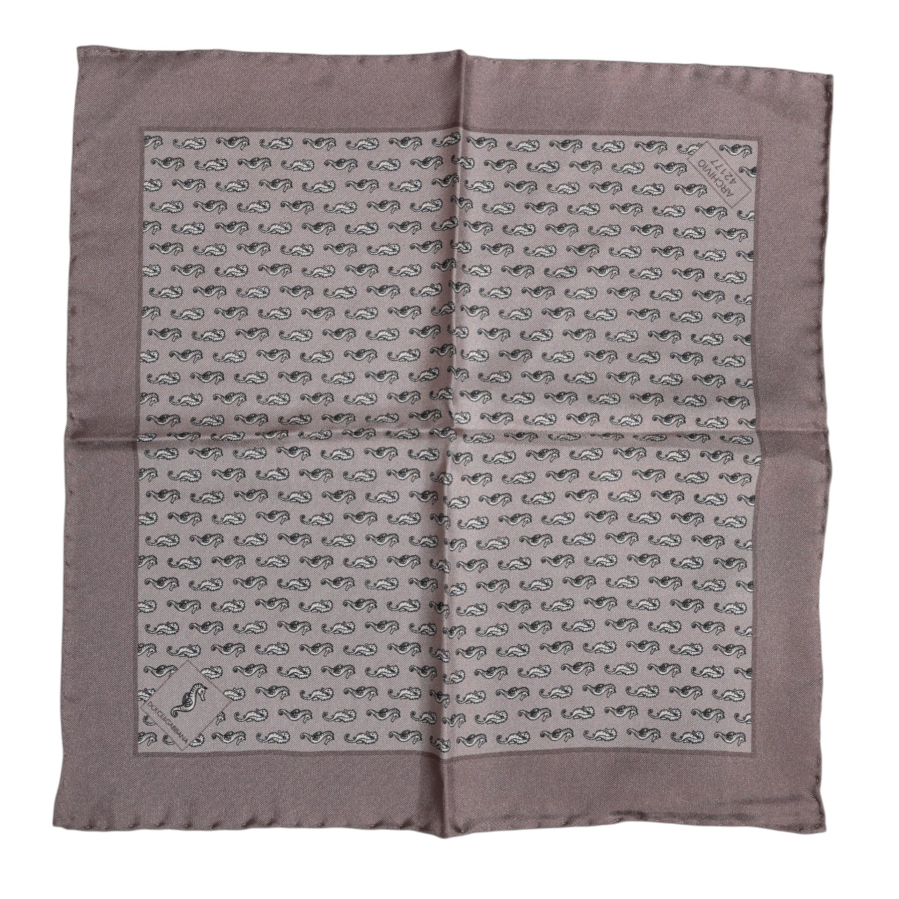 Dolce & Gabbana Brown Sea Horse Silk Square Foulard Scarf | Regal Royce