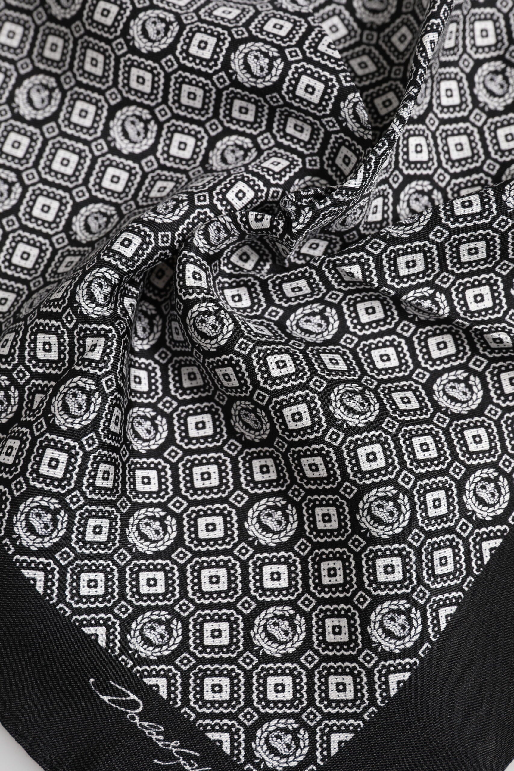 Dolce & Gabbana Black White Patterned Square Foulard Scarf | Regal Royce