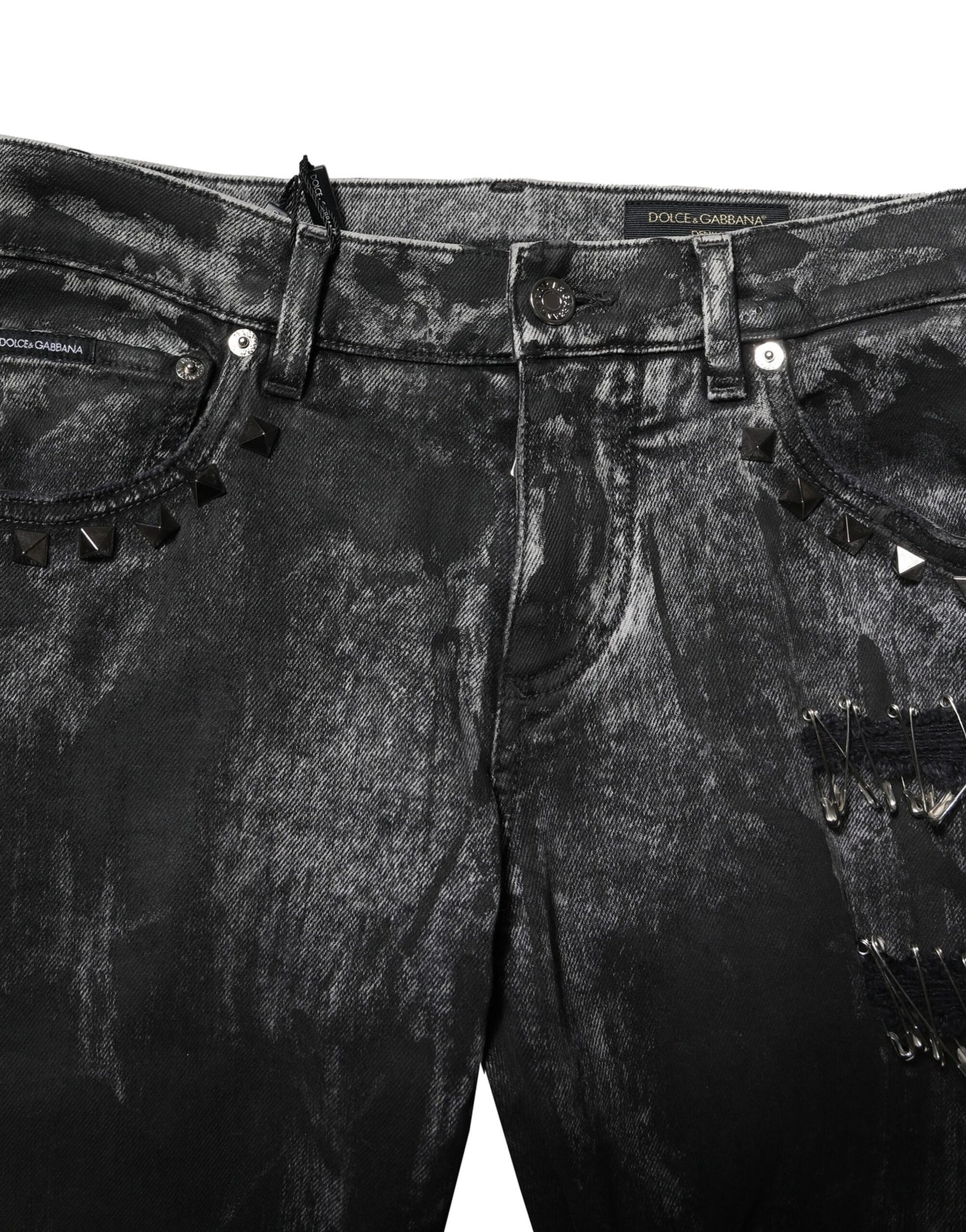 Dolce & Gabbana Black Washed Embellished Skinny Denim Jeans | Regal Royce