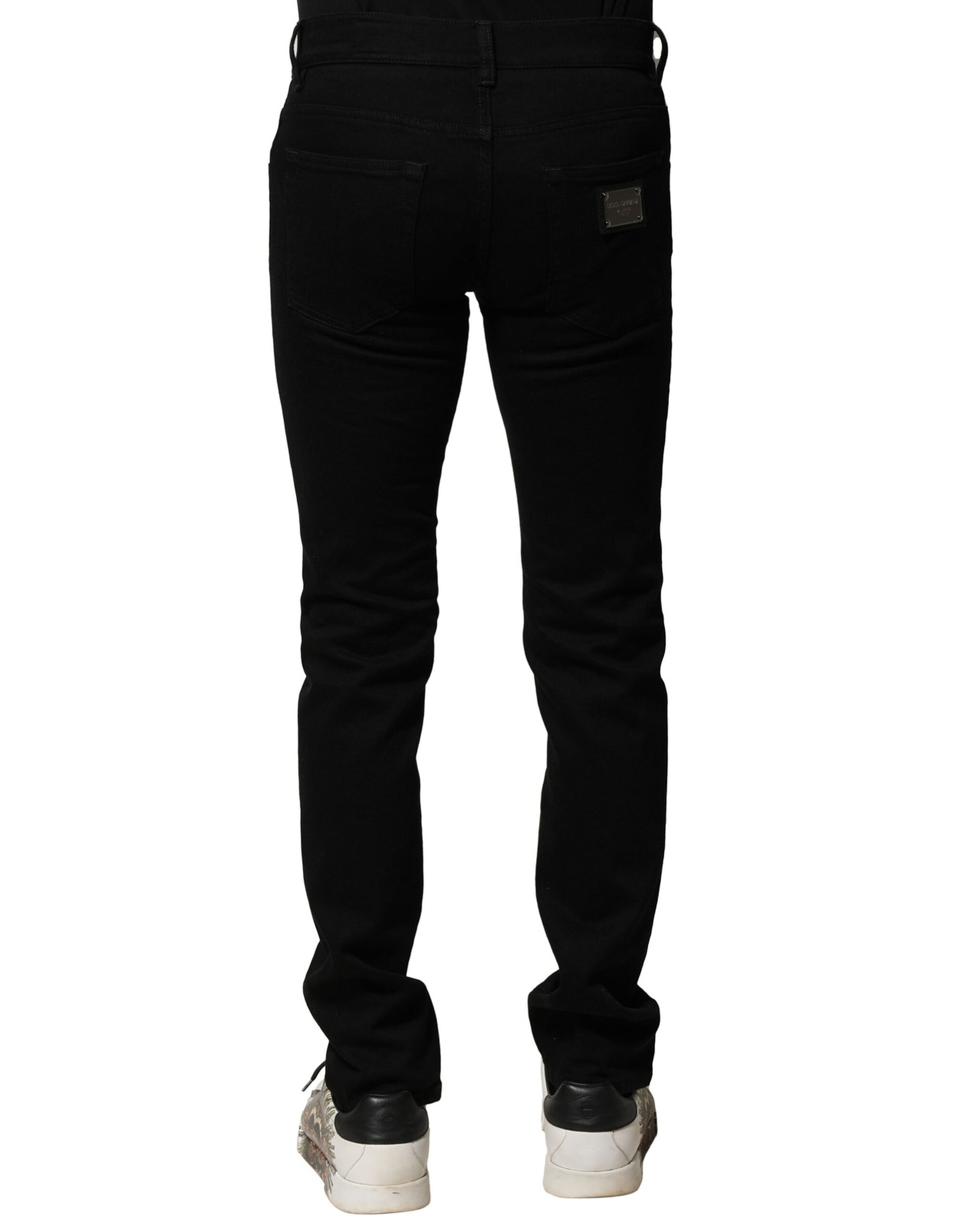Dolce & Gabbana Black Cotton Stretch Skinny Men Denim Jeans | Regal Royce