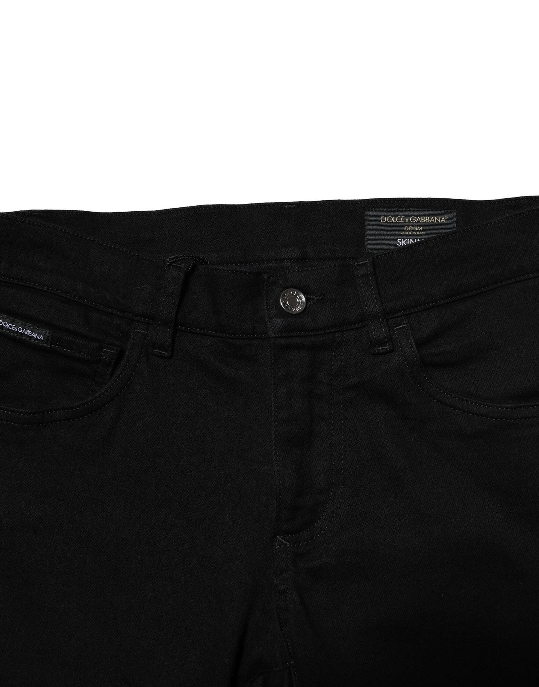 Dolce & Gabbana Black Cotton Stretch Skinny Men Denim Jeans | Regal Royce