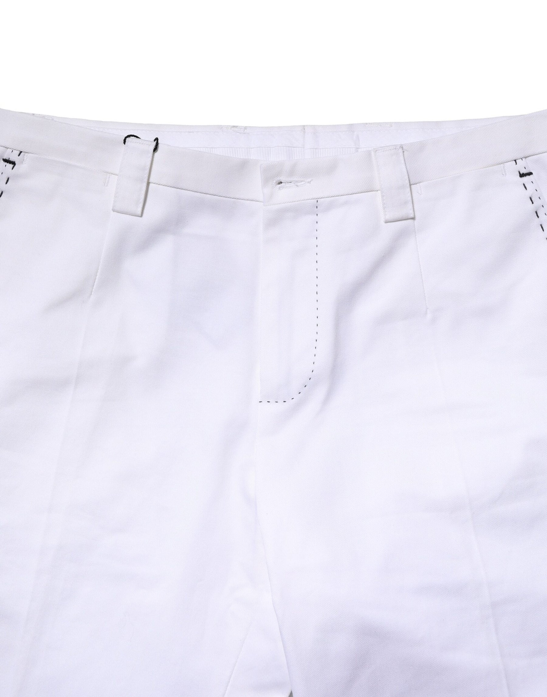 Dolce & Gabbana White Cotton Straight Logo Men Pants | Regal Royce