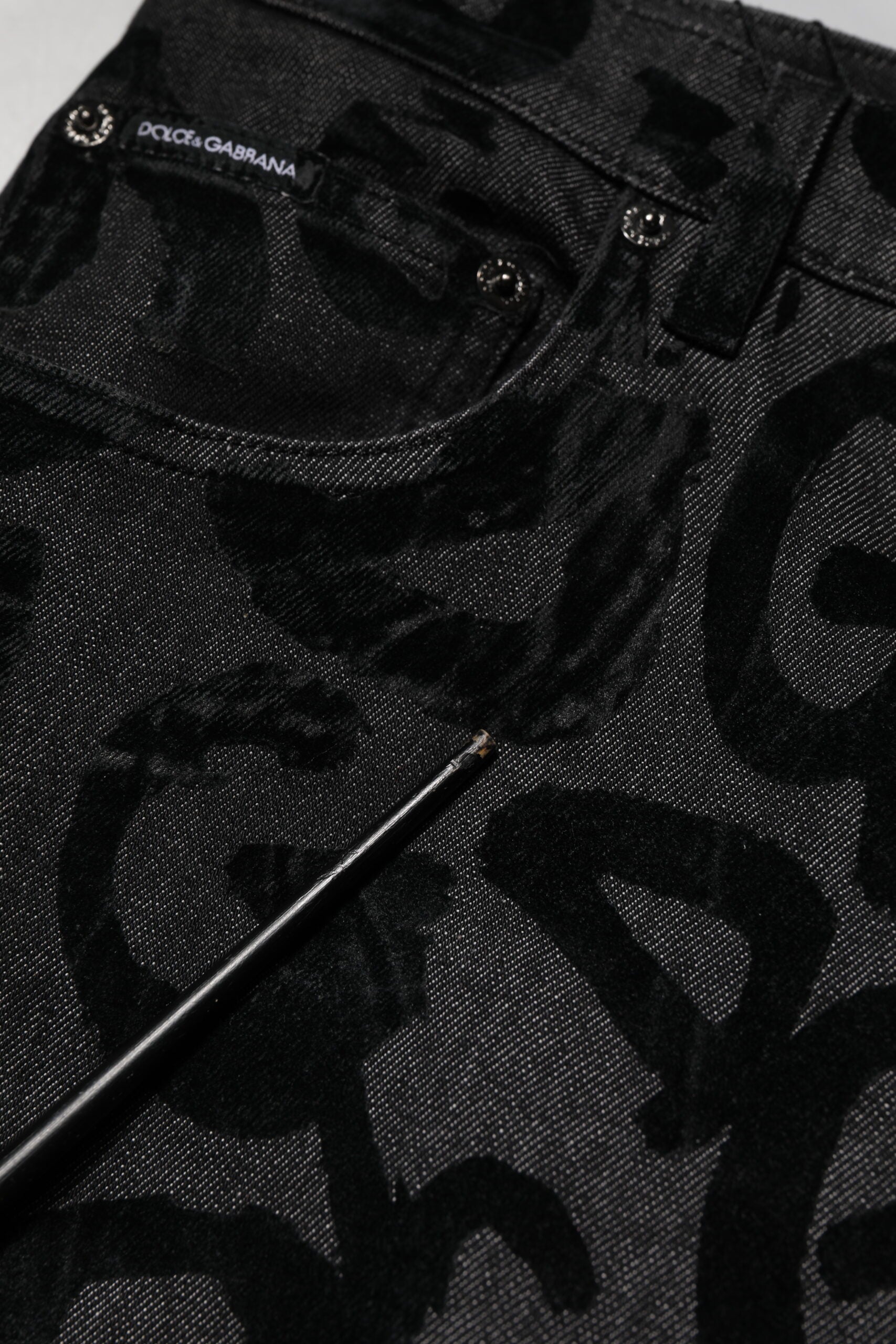 Dolce & Gabbana Gray Cotton DG Logo Straight Men Denim Jeans | Regal Royce