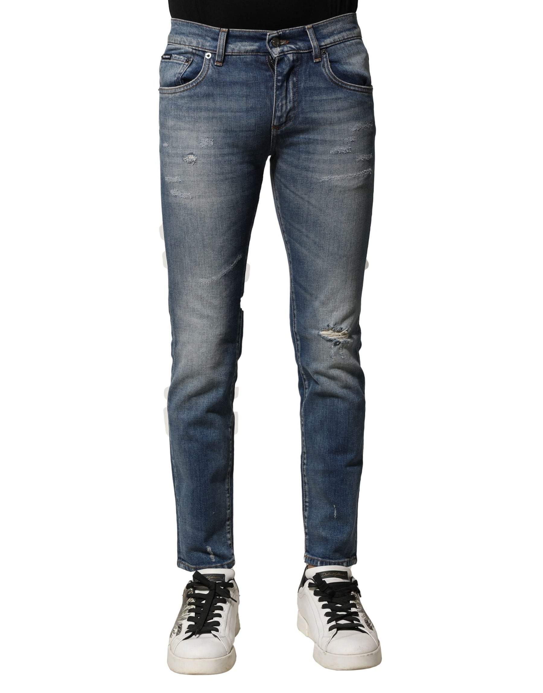 Dolce & Gabbana Blue Washed Cotton Slim Fit Men Denim Jeans | Regal Royce