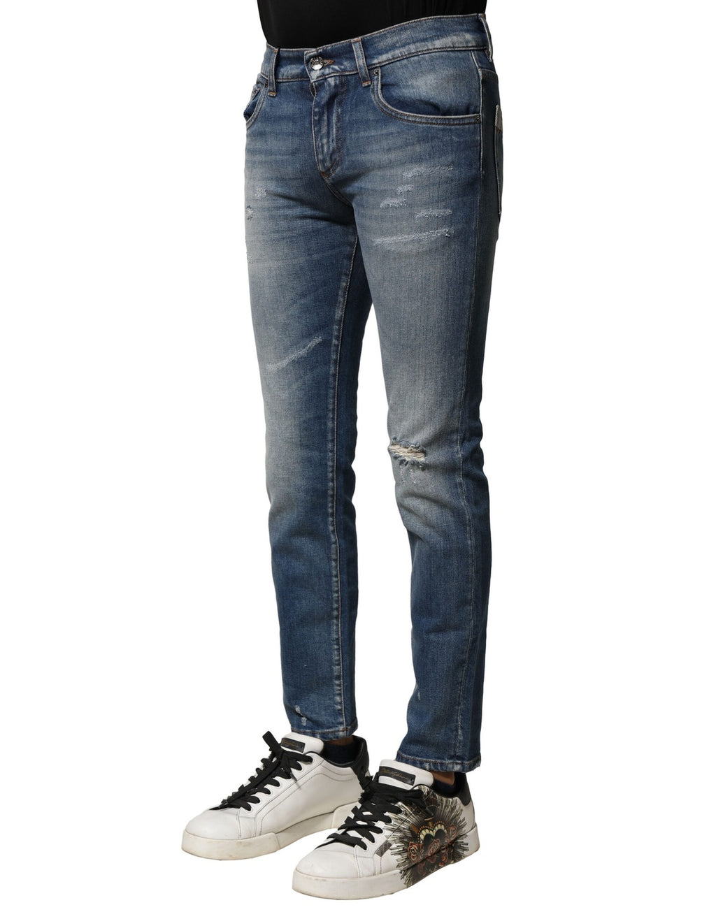 Dolce & Gabbana Blue Washed Cotton Slim Fit Men Denim Jeans