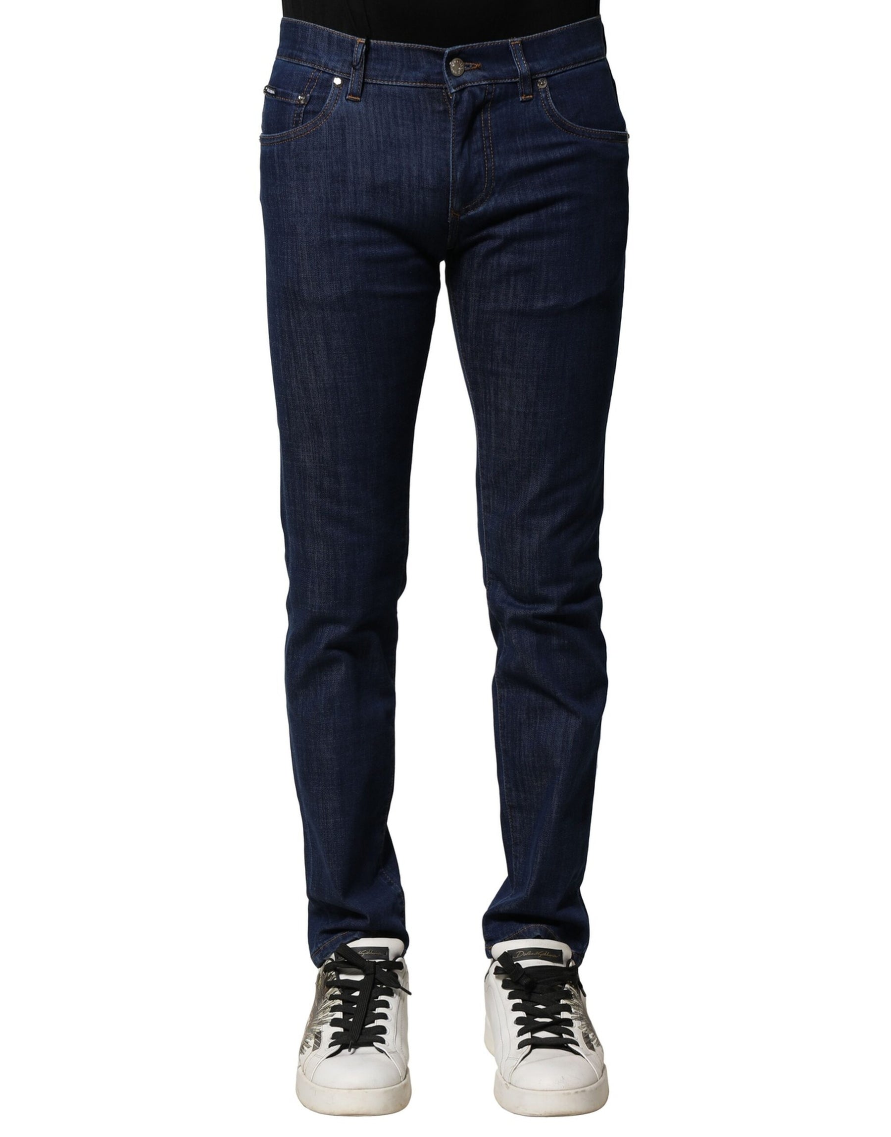 Dolce & Gabbana Blue Cotton Stretch Skinny Men Denim Jeans | Regal Royce