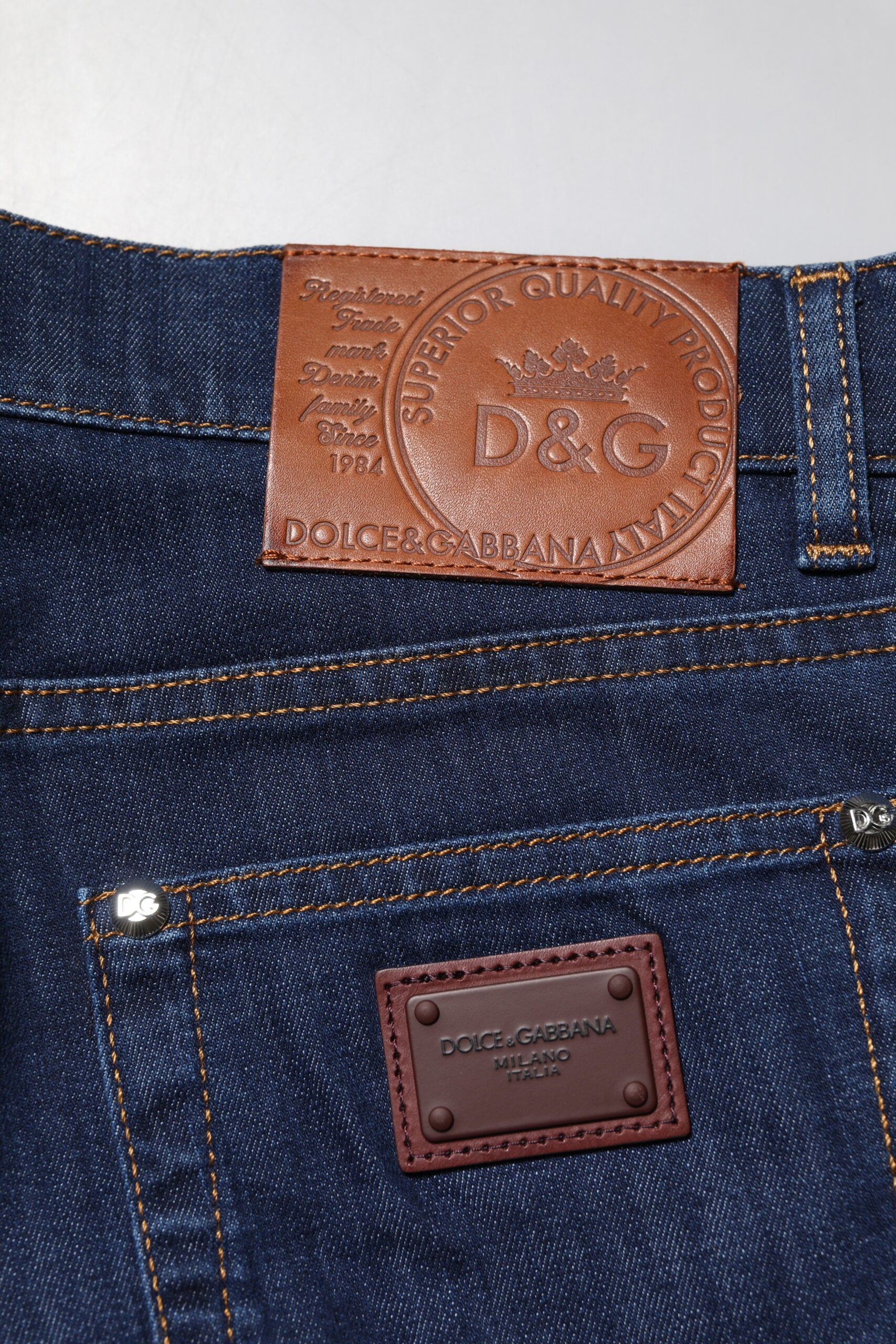 Dolce & Gabbana Blue Cotton Stretch Skinny Men Denim Jeans | Regal Royce