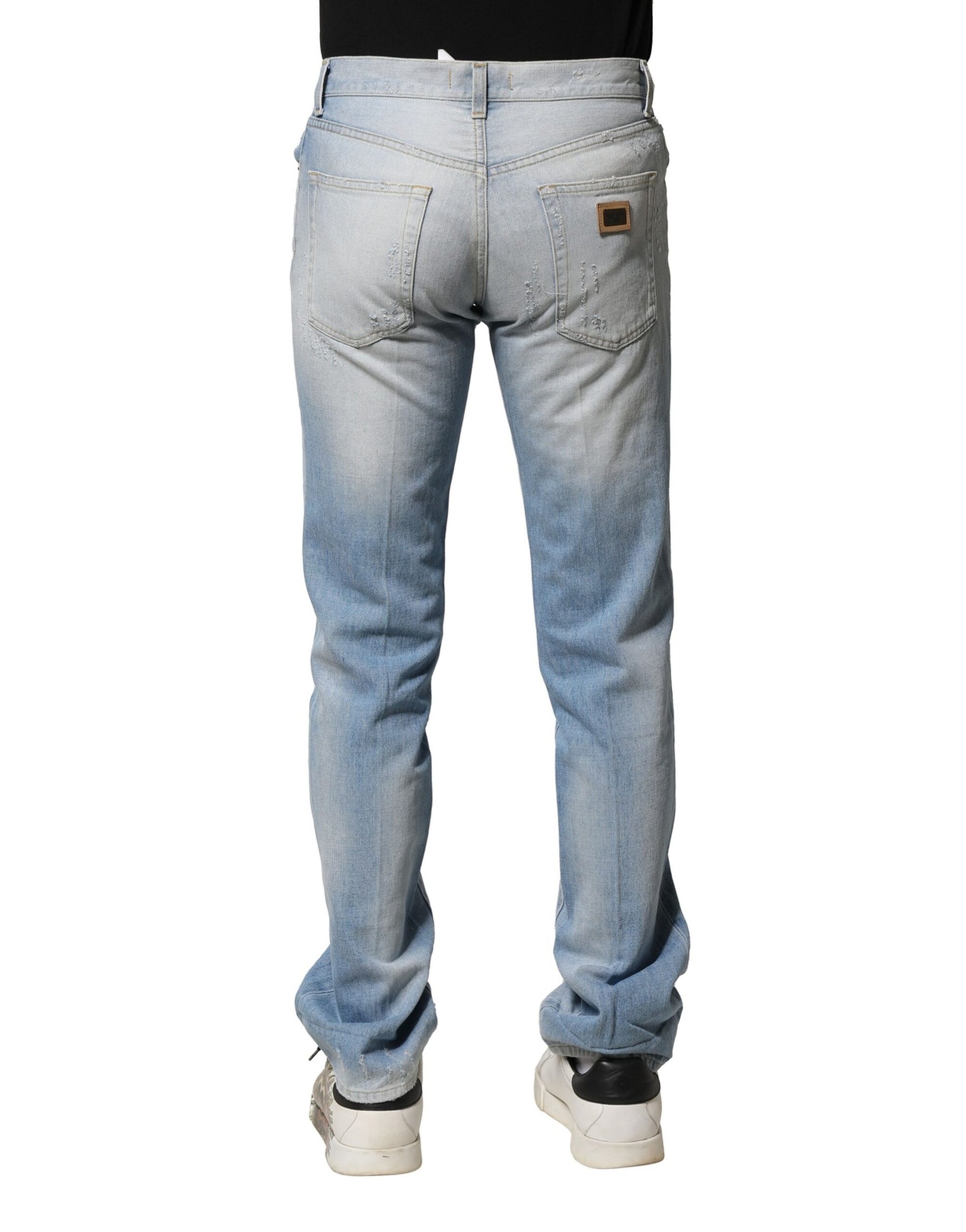 Dolce & Gabbana Light Blue Washed Straight Fit Denim Jeans | Regal Royce