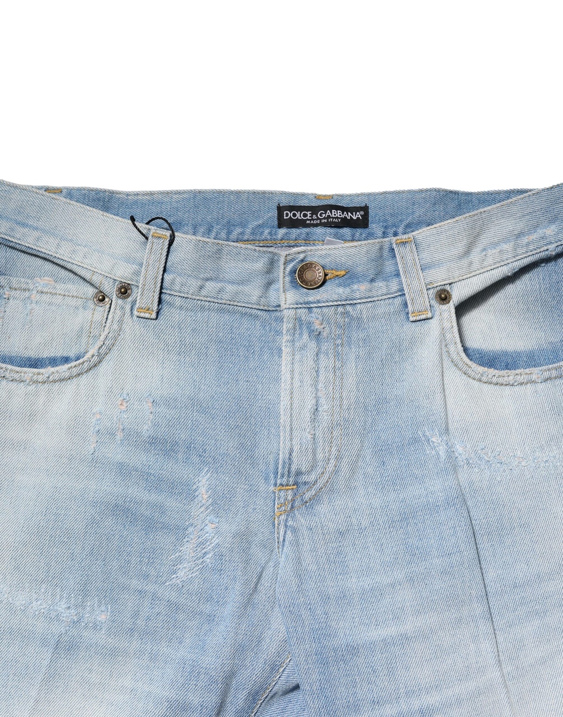 Dolce & Gabbana Light Blue Washed Straight Fit Denim Jeans | Regal Royce