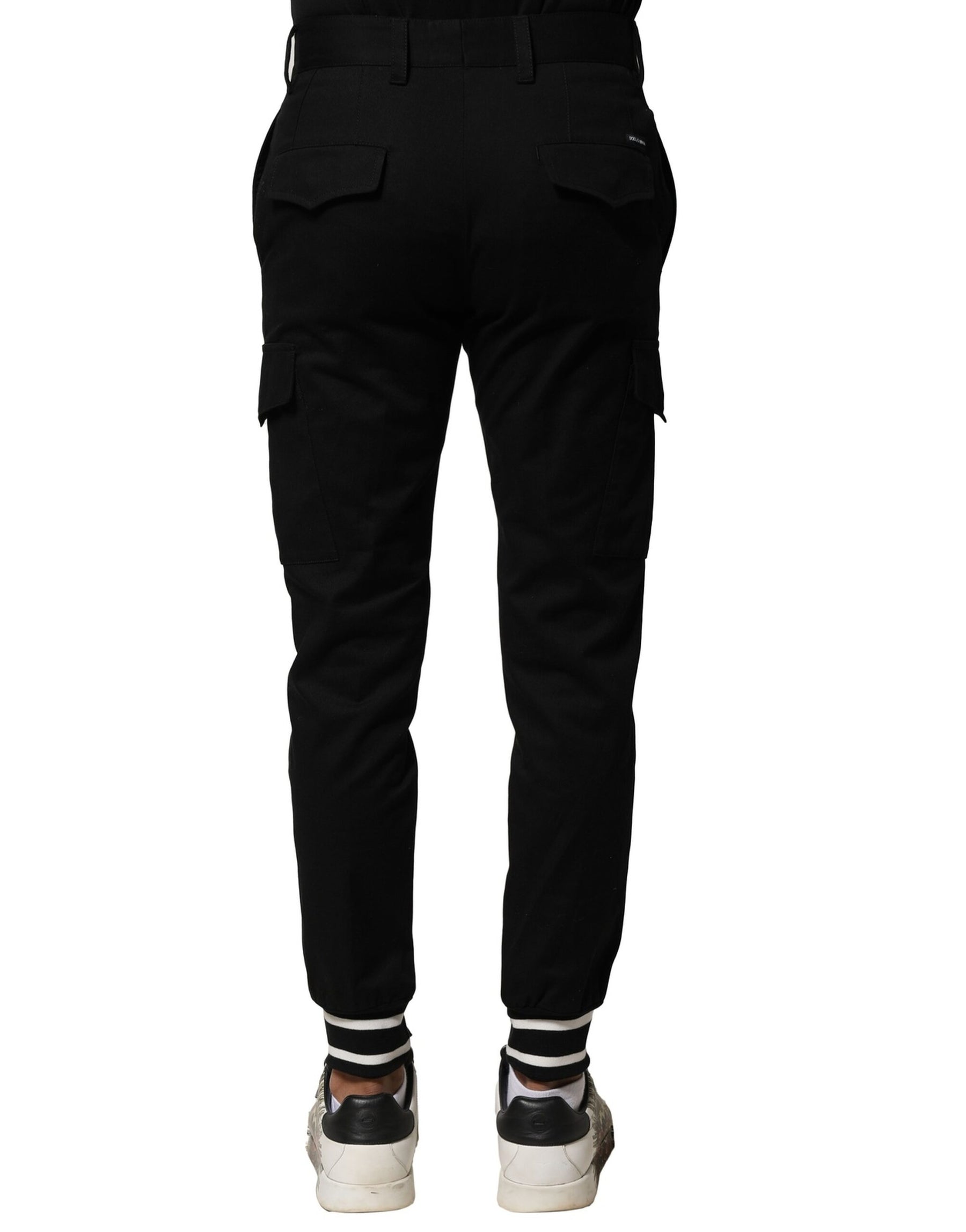 Dolce & Gabbana Black Cotton Cargo Joggers Men Pants | Regal Royce