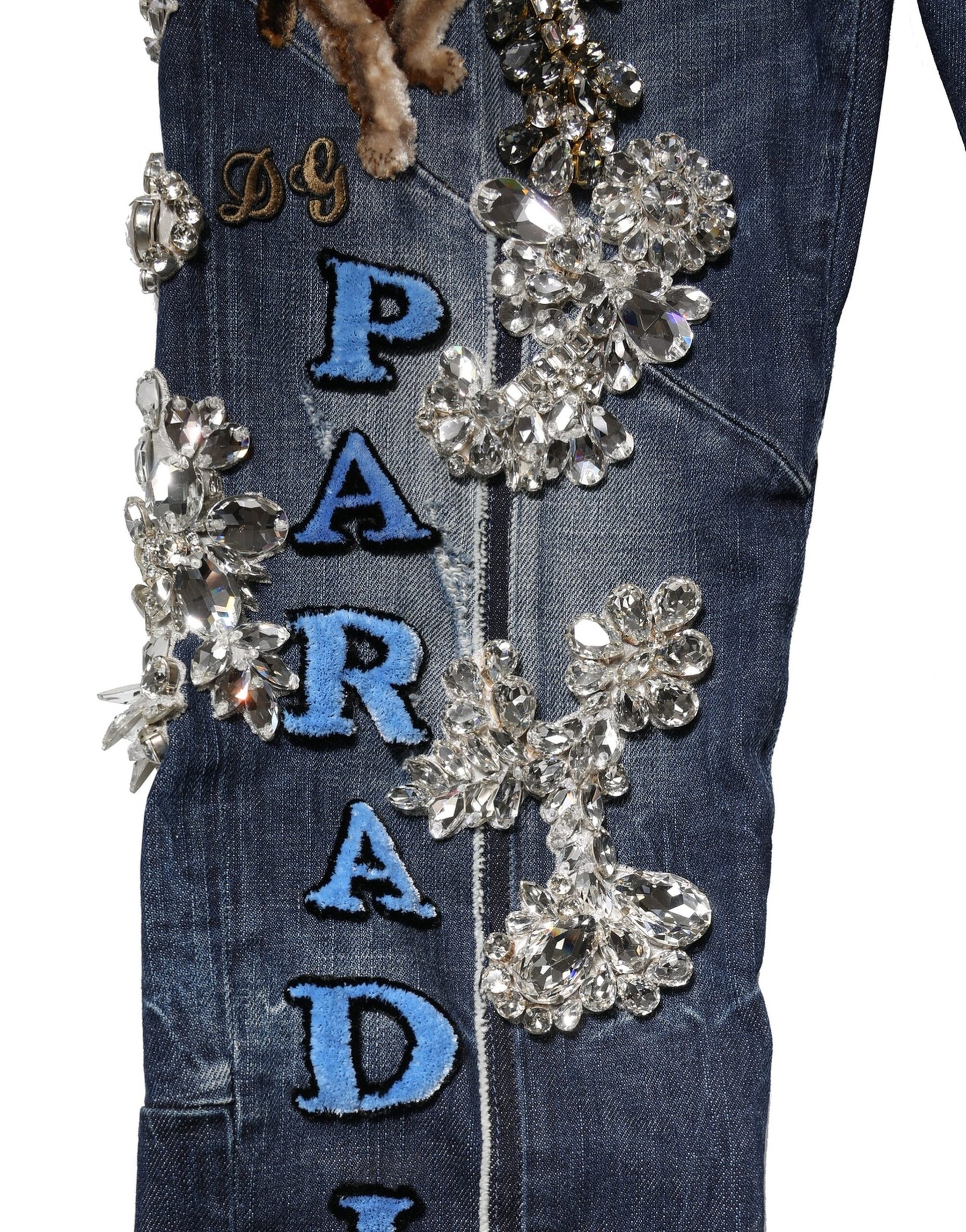 Dolce & Gabbana Blue Cotton Rhinestone Embellish Denim Jeans | Regal Royce
