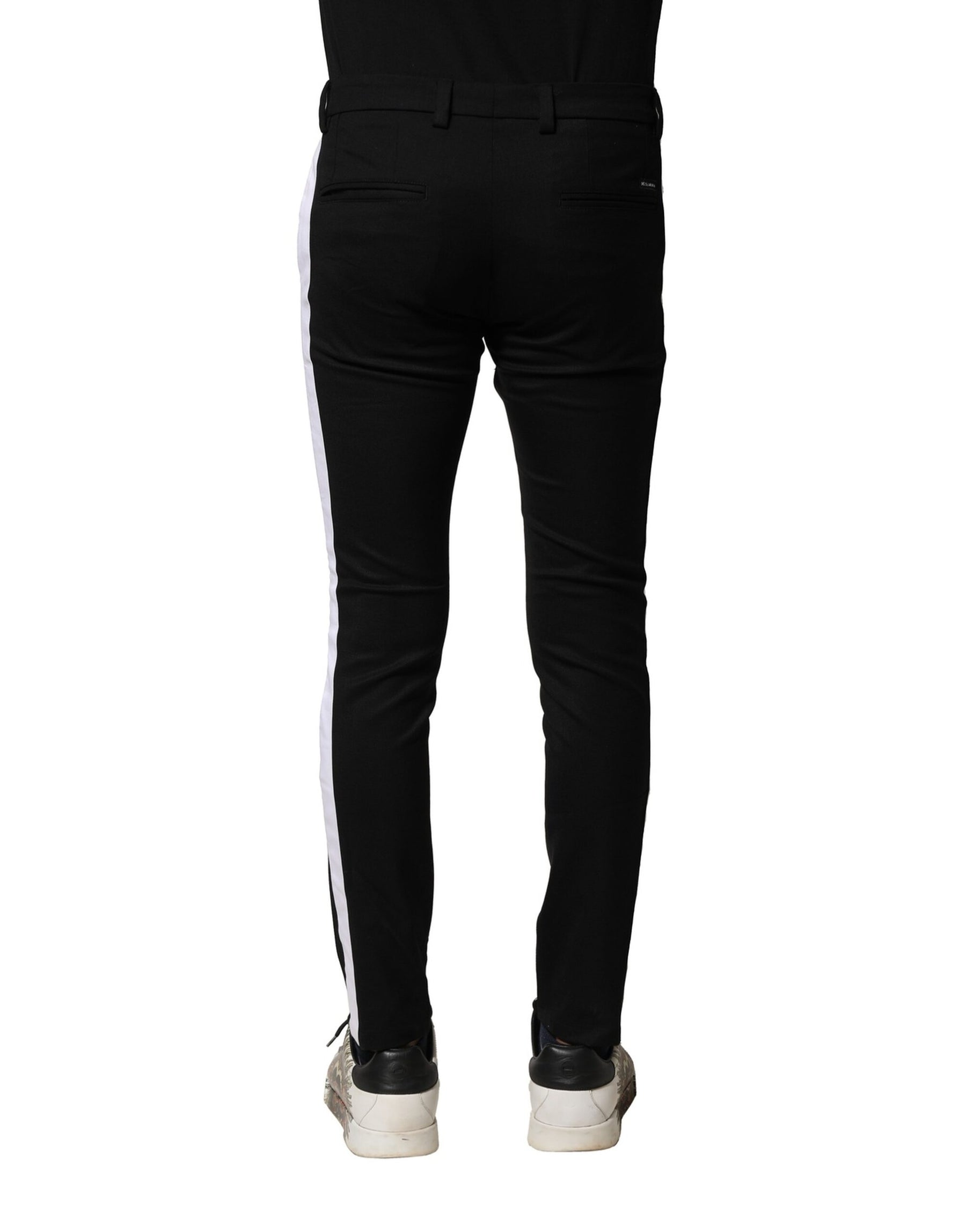 Dolce & Gabbana Black Wool Men Skinny Mid Waist Pants | Regal Royce