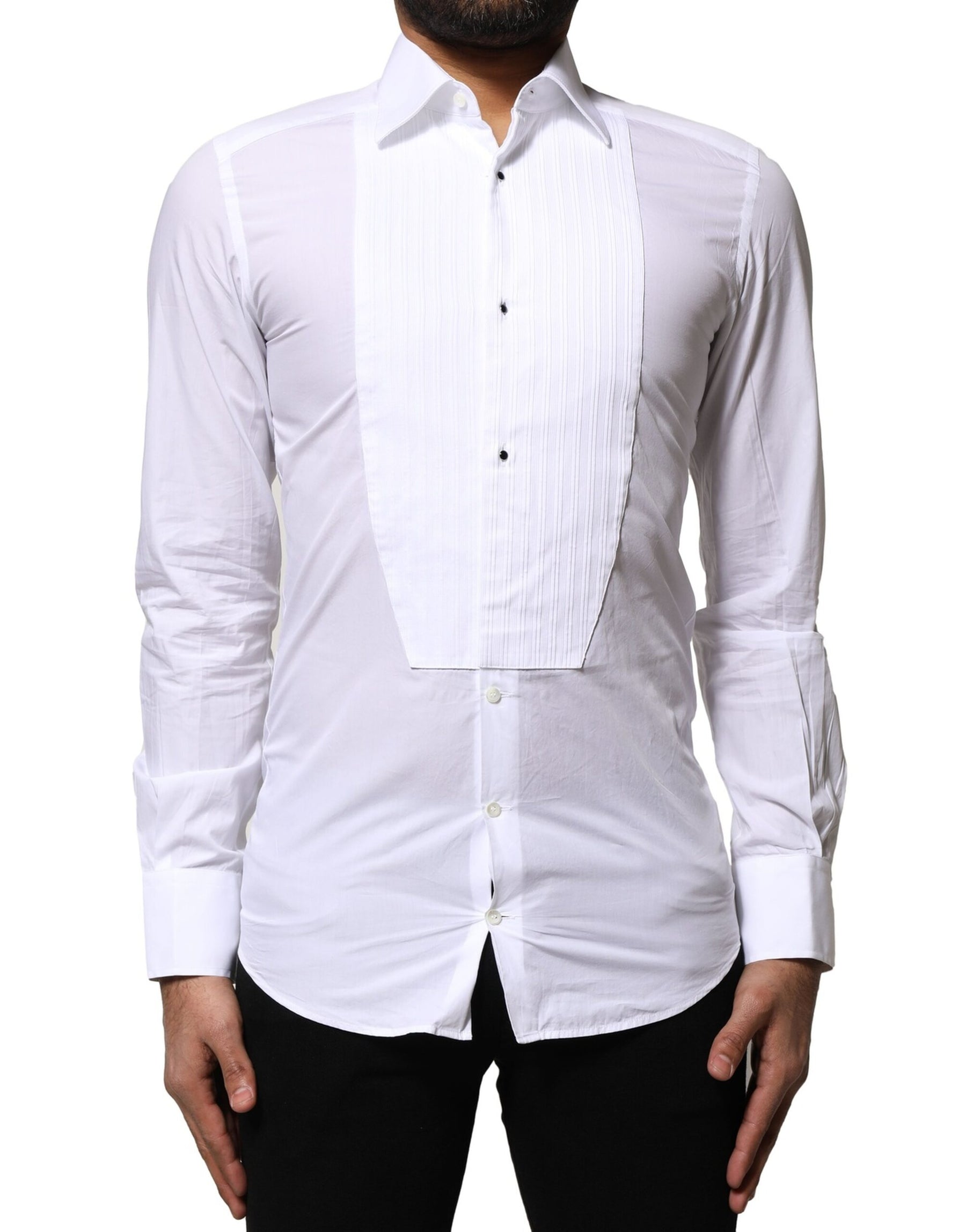 Dolce & Gabbana White GOLD Cotton Poplin Formal Dress Shirt | Regal Royce