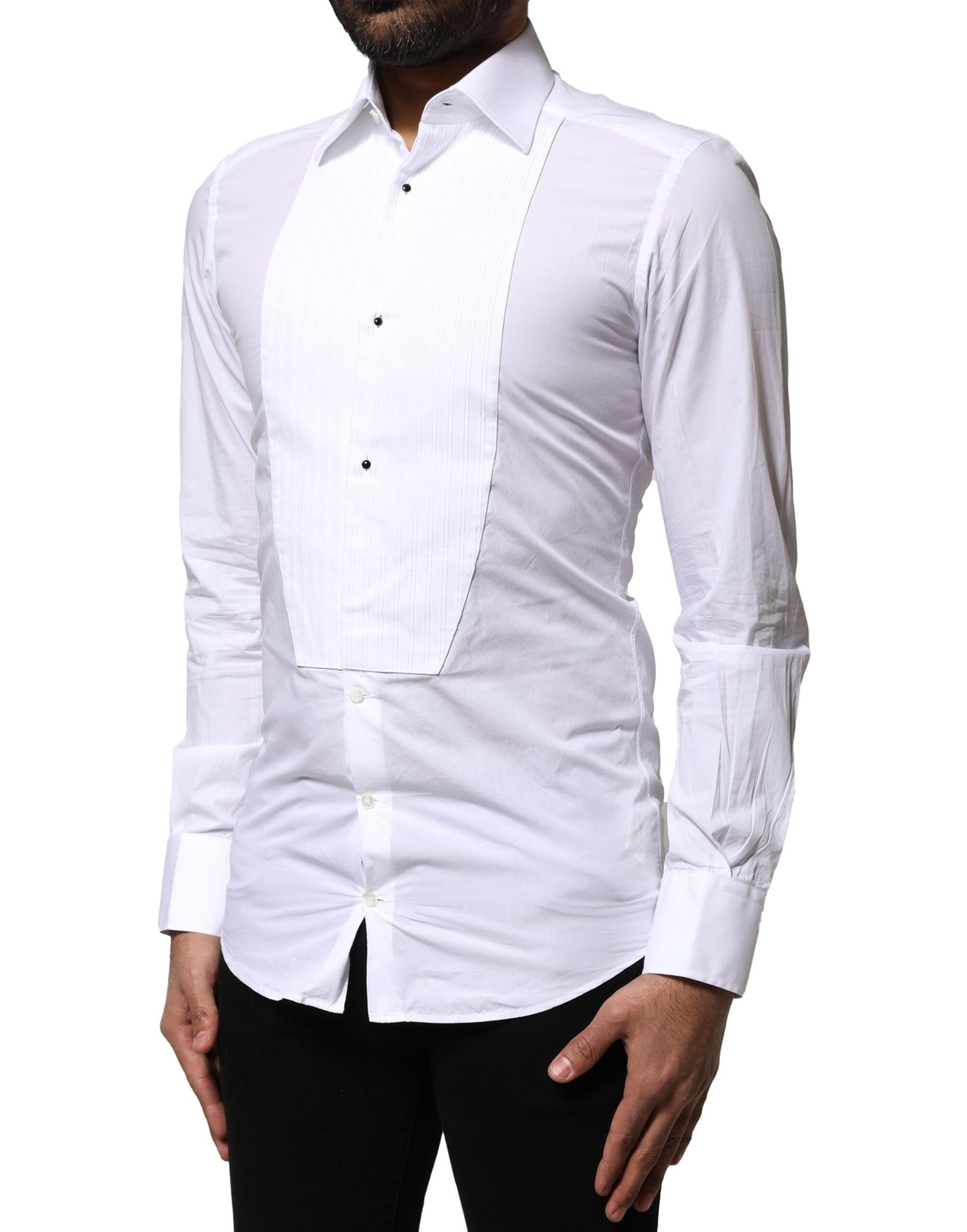 Dolce & Gabbana White GOLD Cotton Poplin Formal Dress Shirt | Regal Royce