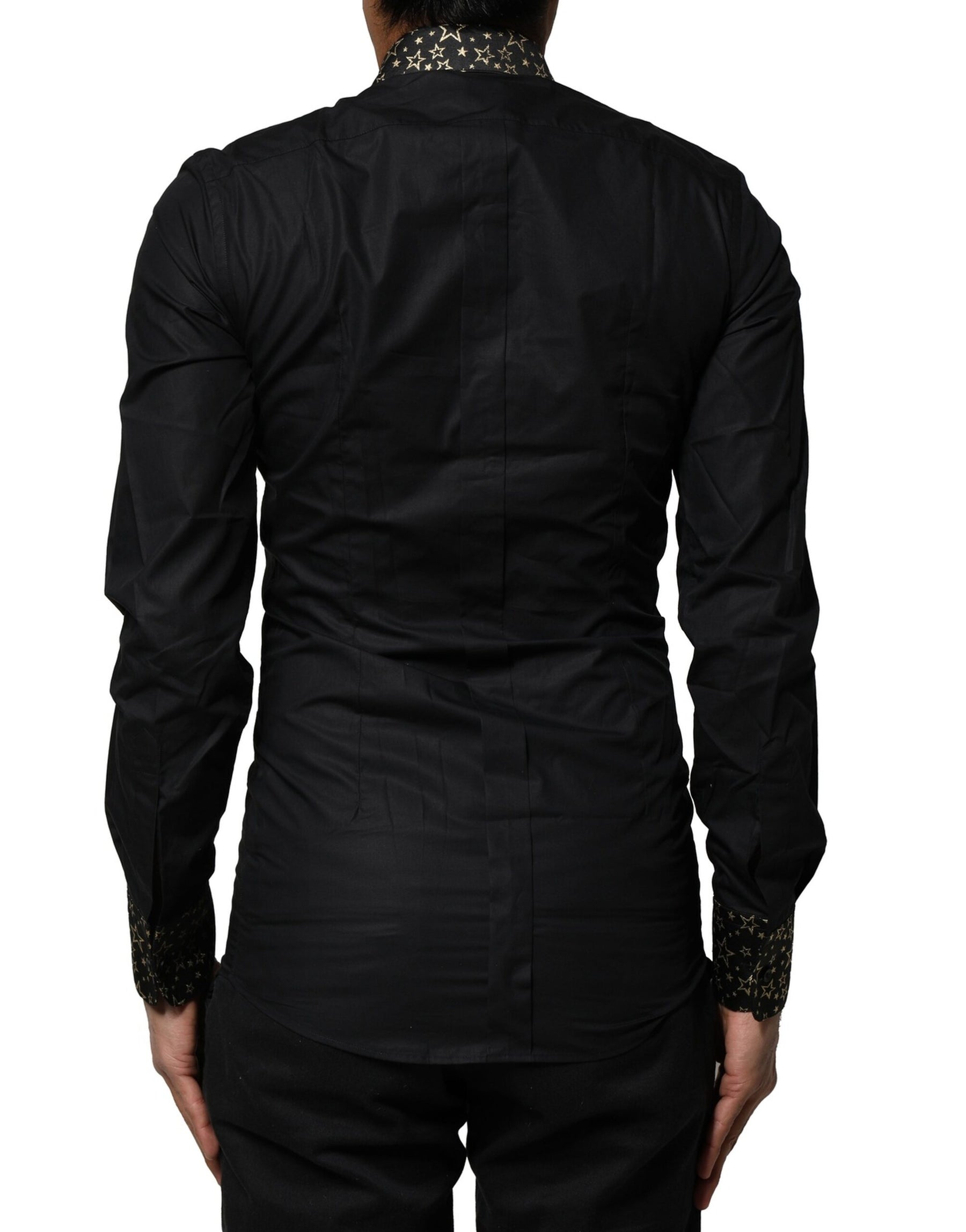 Dolce & Gabbana Black Cotton GOLD Long Sleeves Dress Shirt | Regal Royce