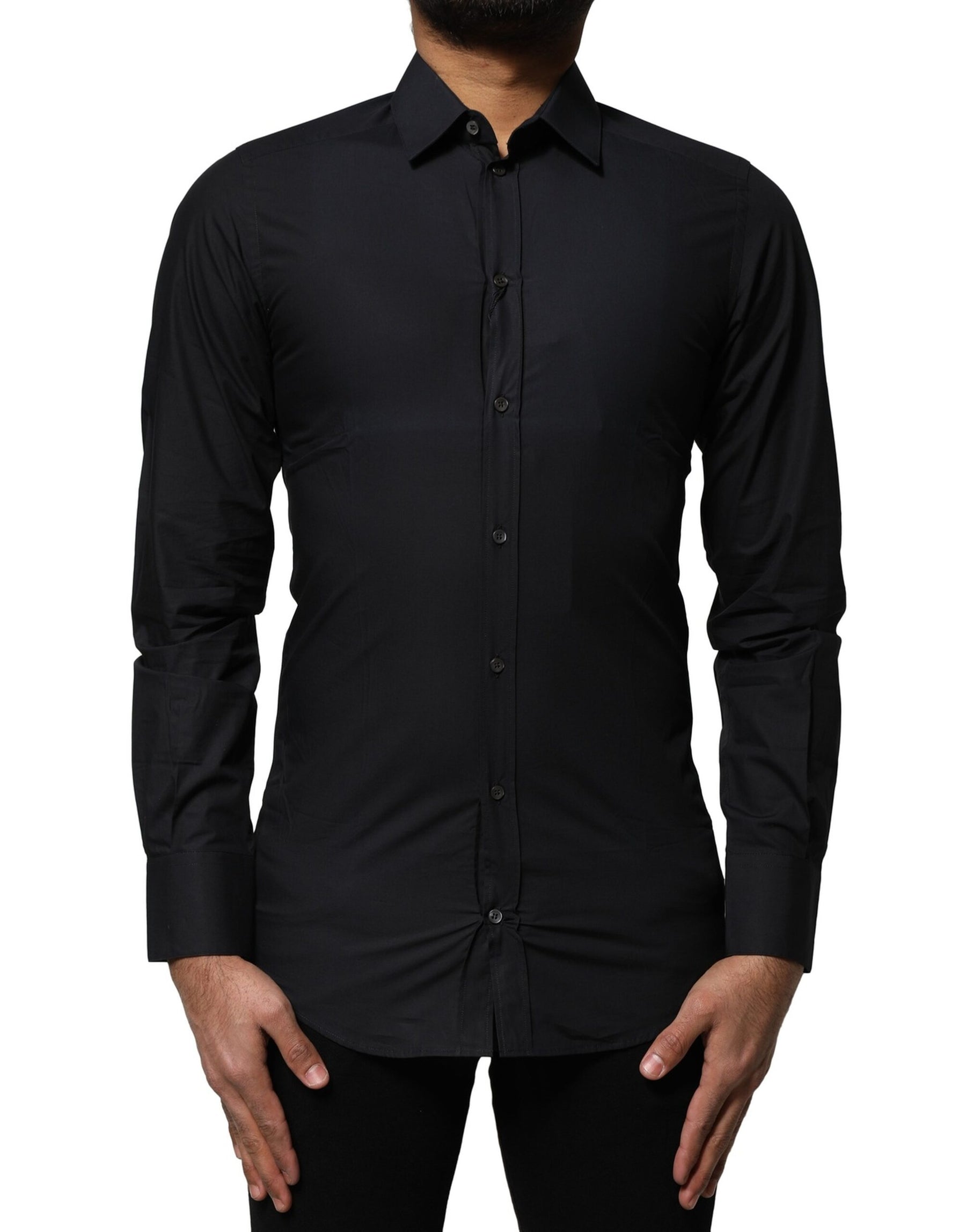 Dolce & Gabbana Black Cotton GOLD Long Sleeves Dress Shirt | Regal Royce