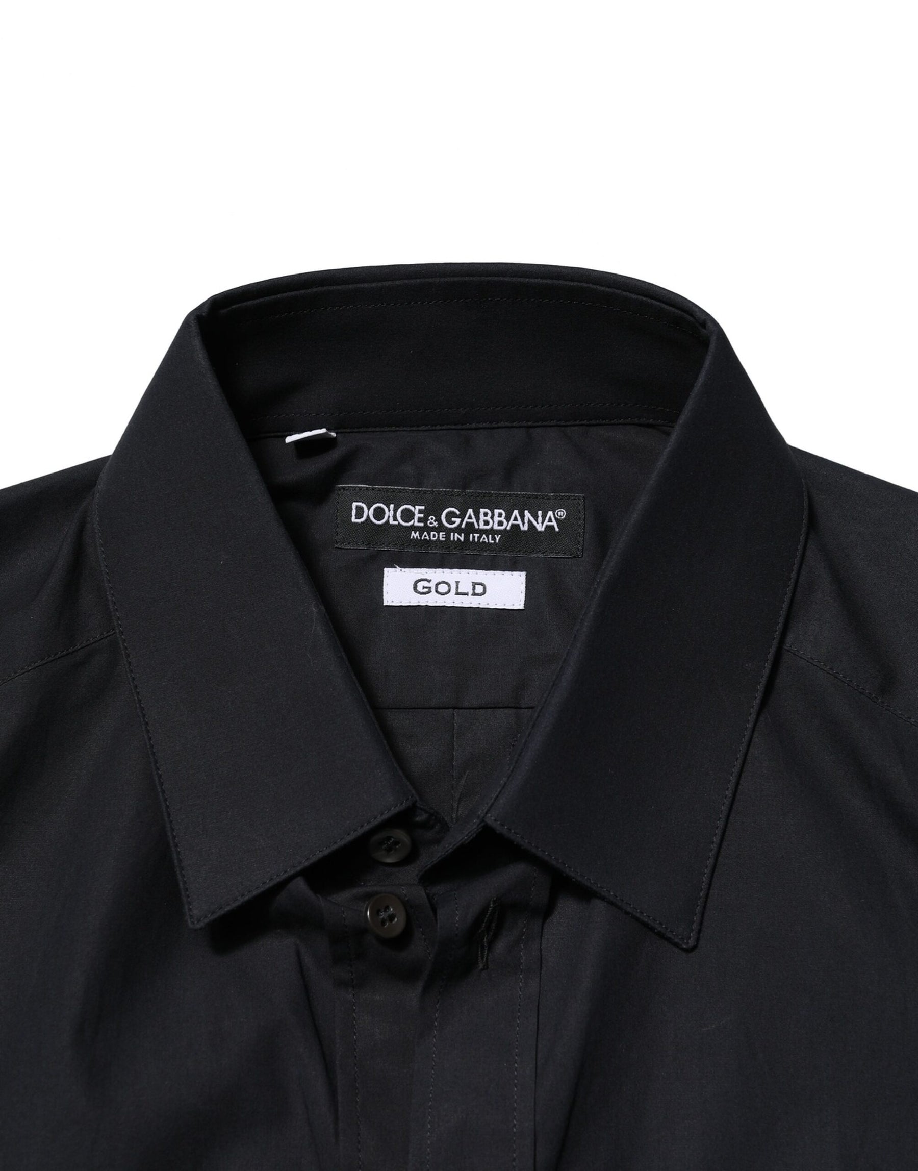 Dolce & Gabbana Black Cotton GOLD Long Sleeves Dress Shirt | Regal Royce