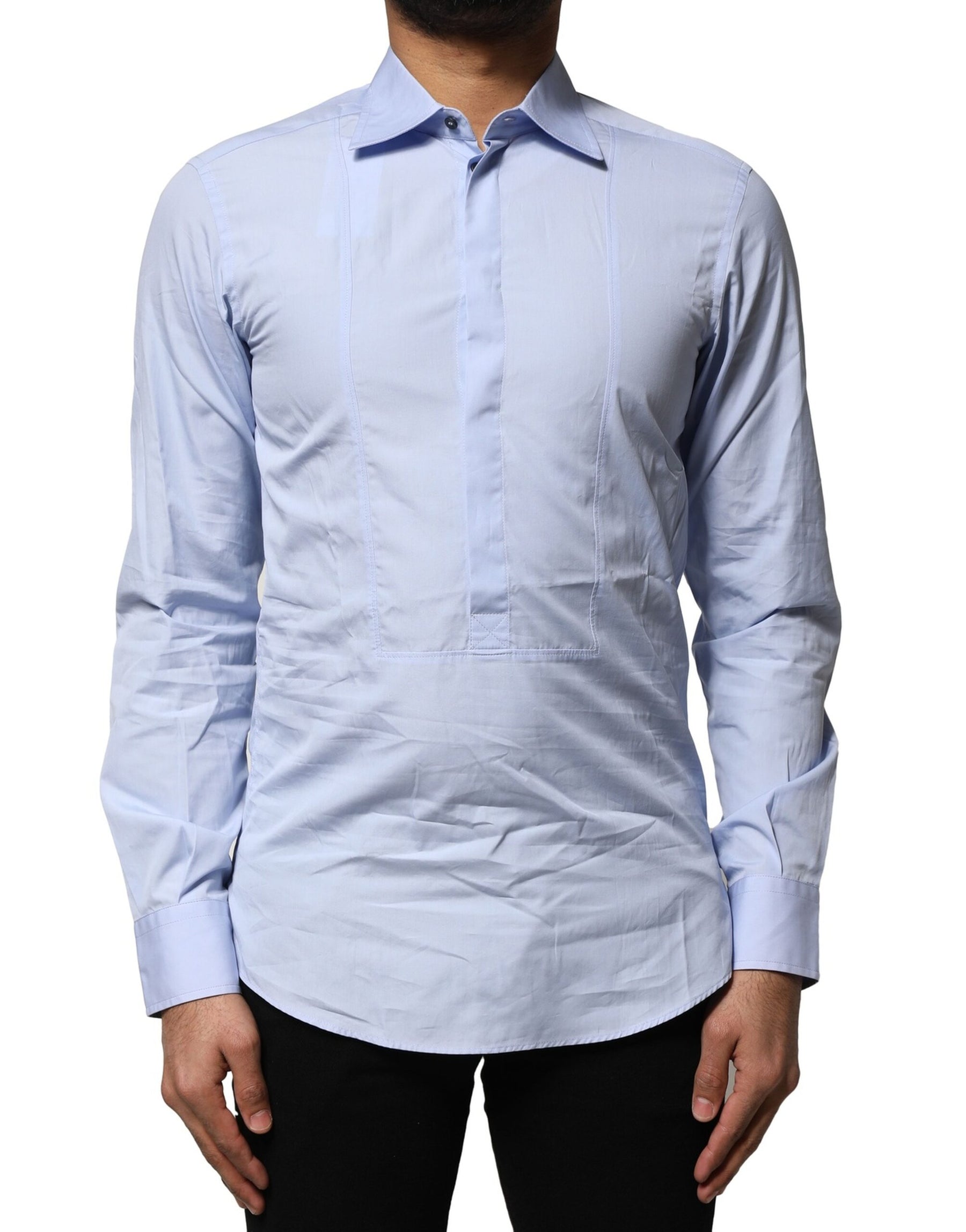 Dolce & Gabbana Light Blue Cotton Long Sleeves Dress Shirt | Regal Royce