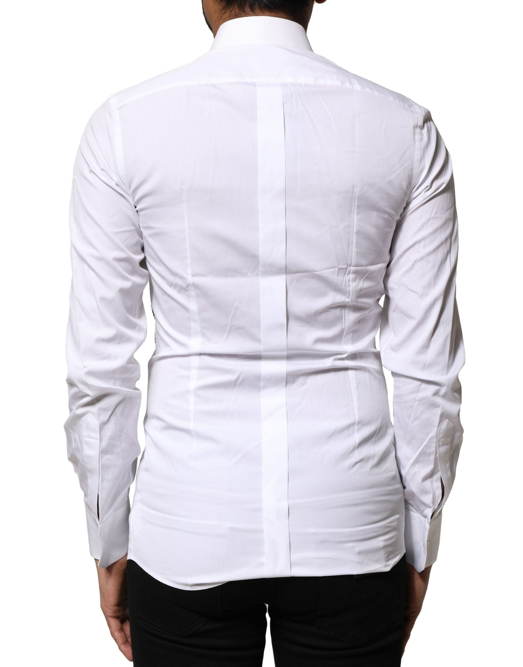 Dolce & Gabbana White GOLD Embroidery Detailed Dress Shirt | Regal Royce