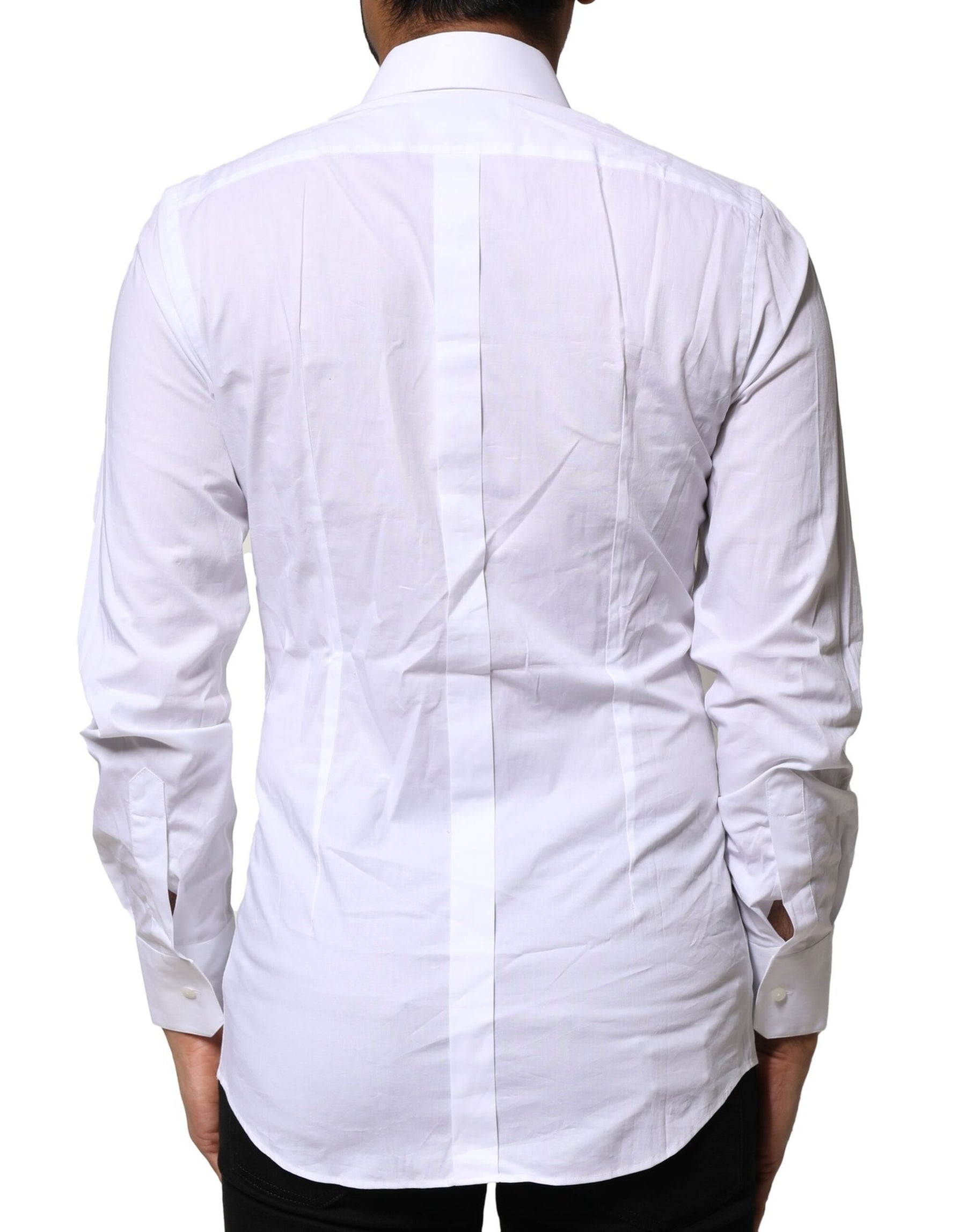 Dolce & Gabbana White Cotton GOLD Long Sleeves Dress Shirt | Regal Royce