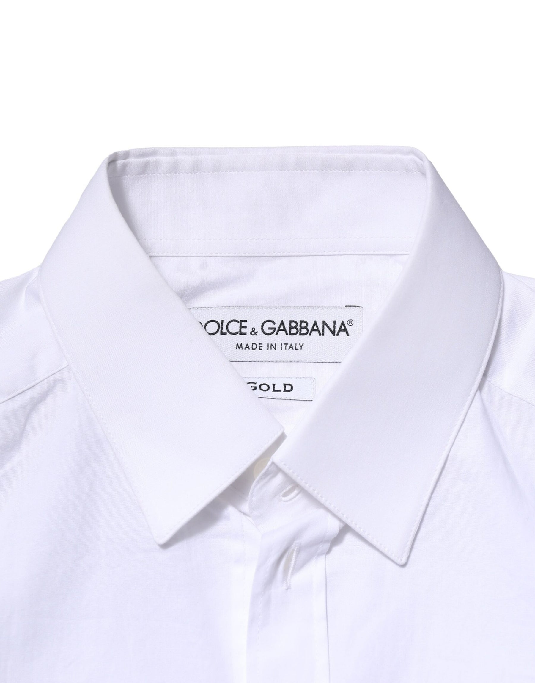 Dolce & Gabbana White Cotton GOLD Long Sleeves Dress Shirt | Regal Royce