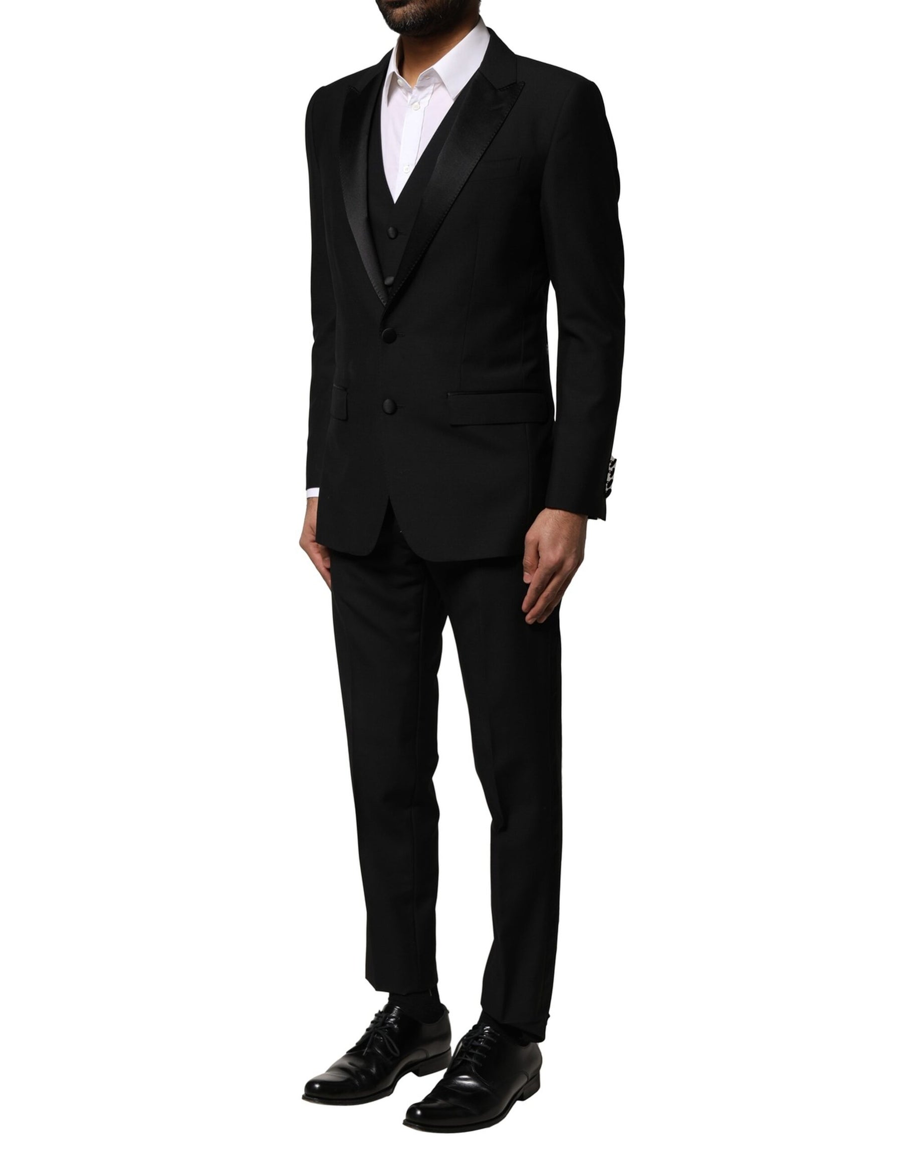 Dolce & Gabbana Black Wool 3 Piece Single Breasted Suit | Regal Royce