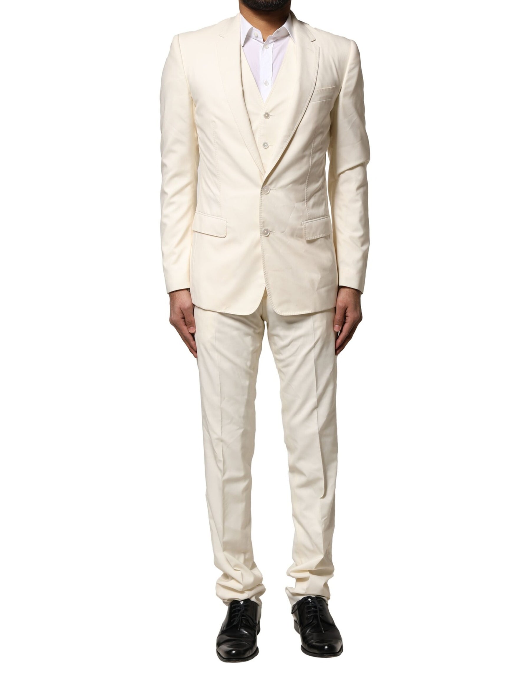 Dolce & Gabbana Ivory Wool 3 Piece Single Breasted Suit | Regal Royce