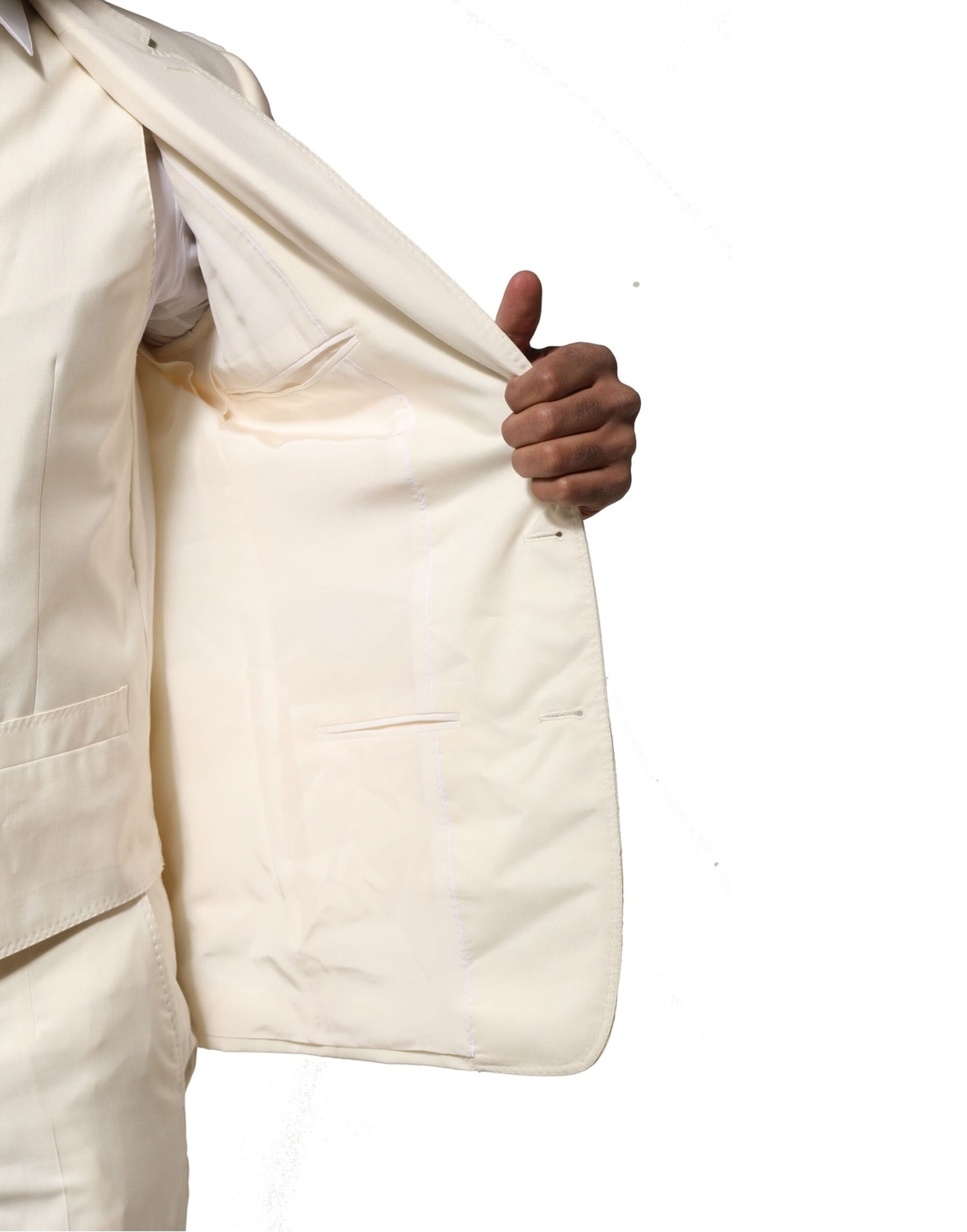 Dolce & Gabbana Ivory Wool 3 Piece Single Breasted Suit | Regal Royce