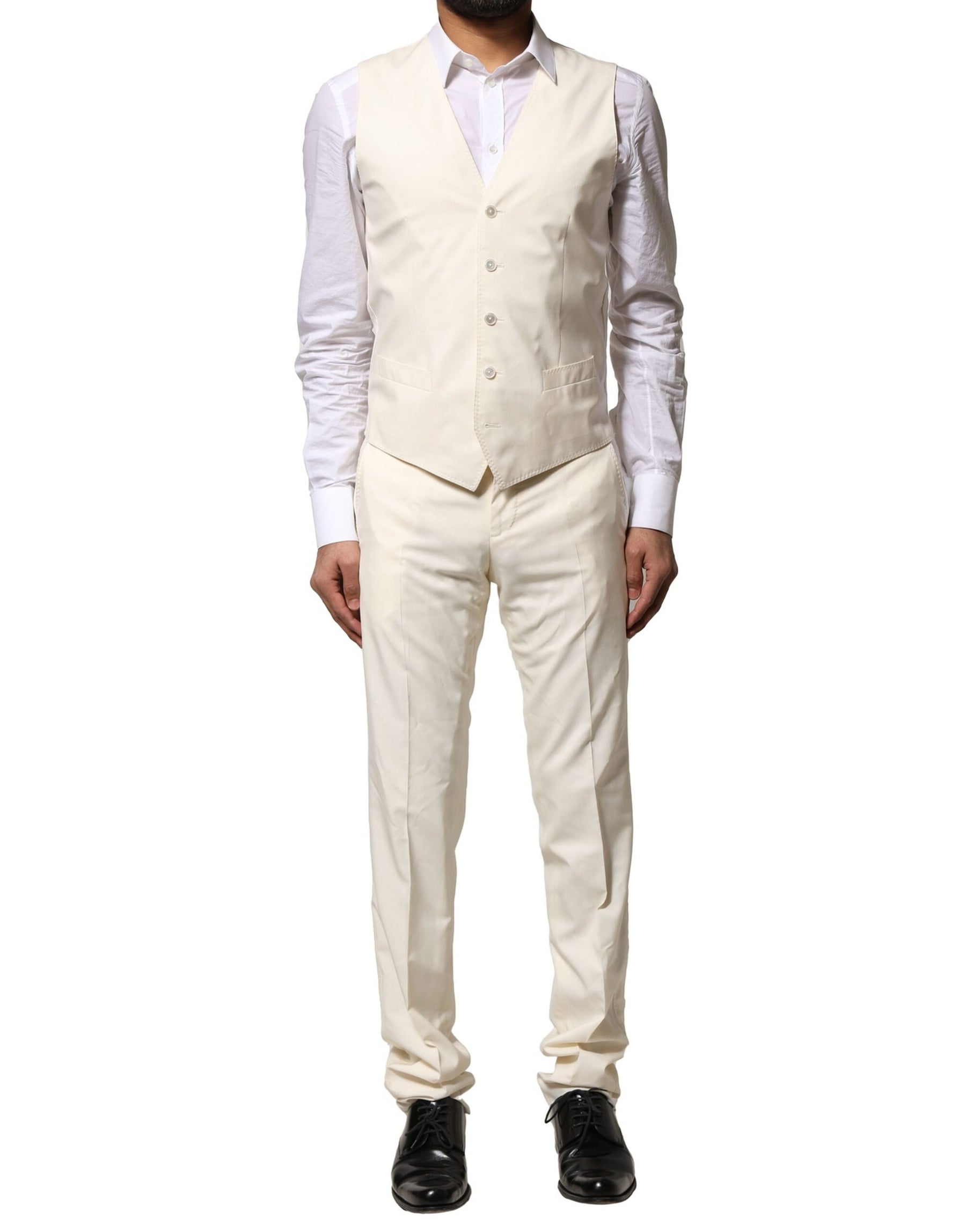 Dolce & Gabbana Ivory Wool 3 Piece Single Breasted Suit | Regal Royce