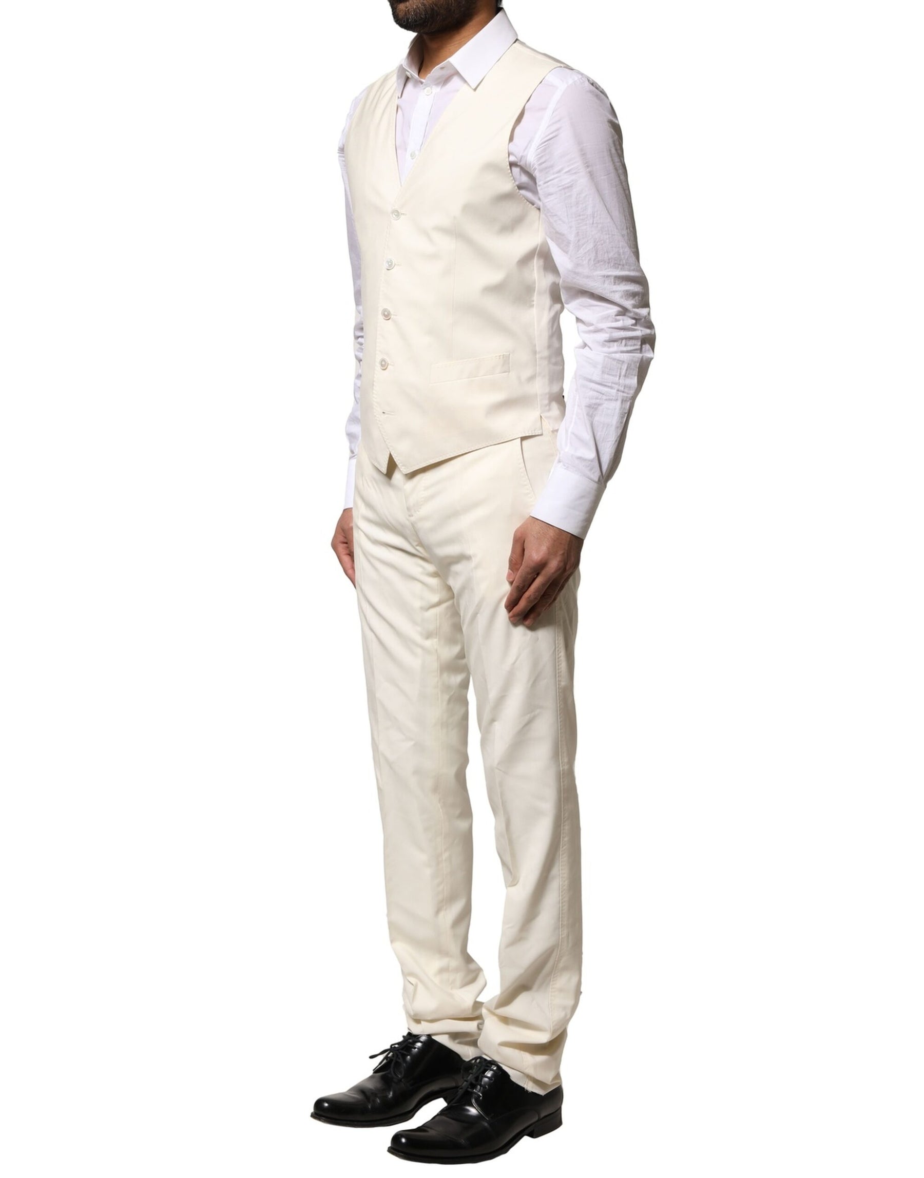 Dolce & Gabbana Ivory Wool 3 Piece Single Breasted Suit | Regal Royce