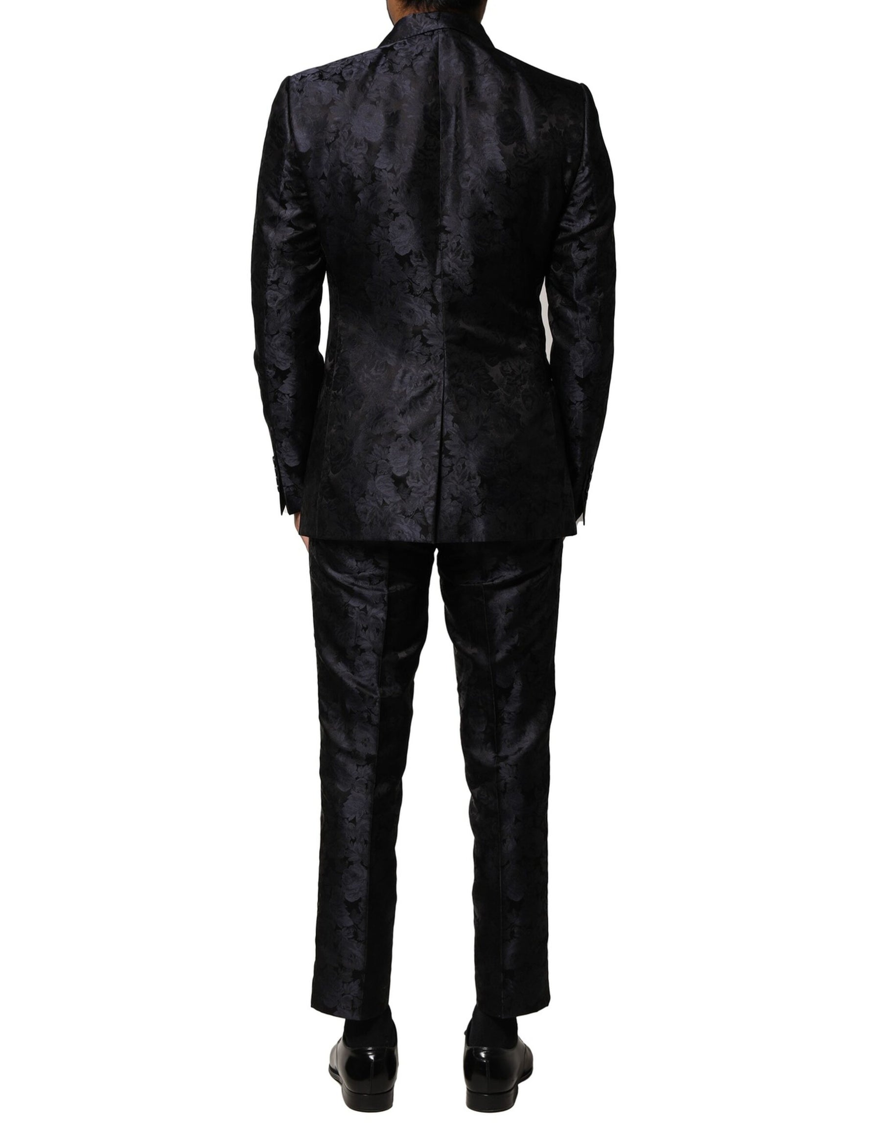 Dolce & Gabbana Black Jacquard 3 Piece Single Breasted Suit | Regal Royce