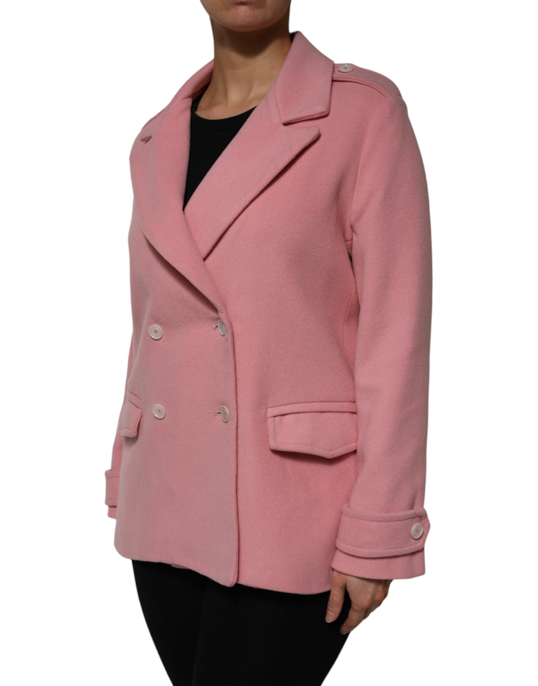 PINK MEMORIES Pink Wool Double Breasted Blazer Coat Jacket | Regal Royce