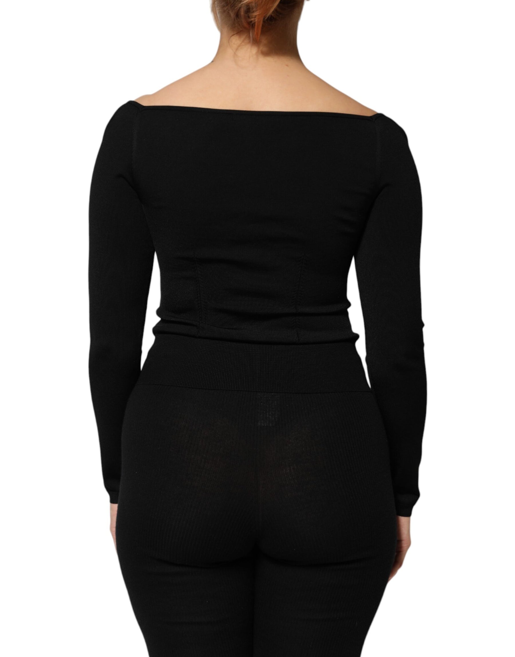 Dolce & Gabbana Black Viscose Long Sleeve Pullover Blouse Top | Regal Royce