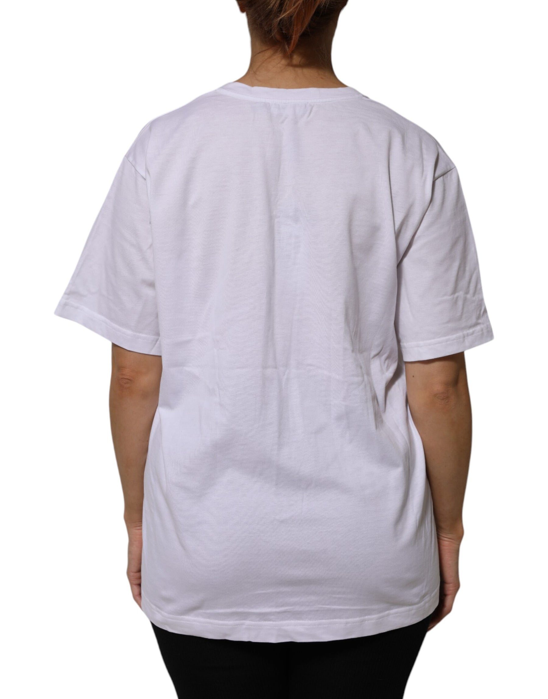 Dolce & Gabbana White Cotton Short Sleeves V-neck T-shirt | Regal Royce